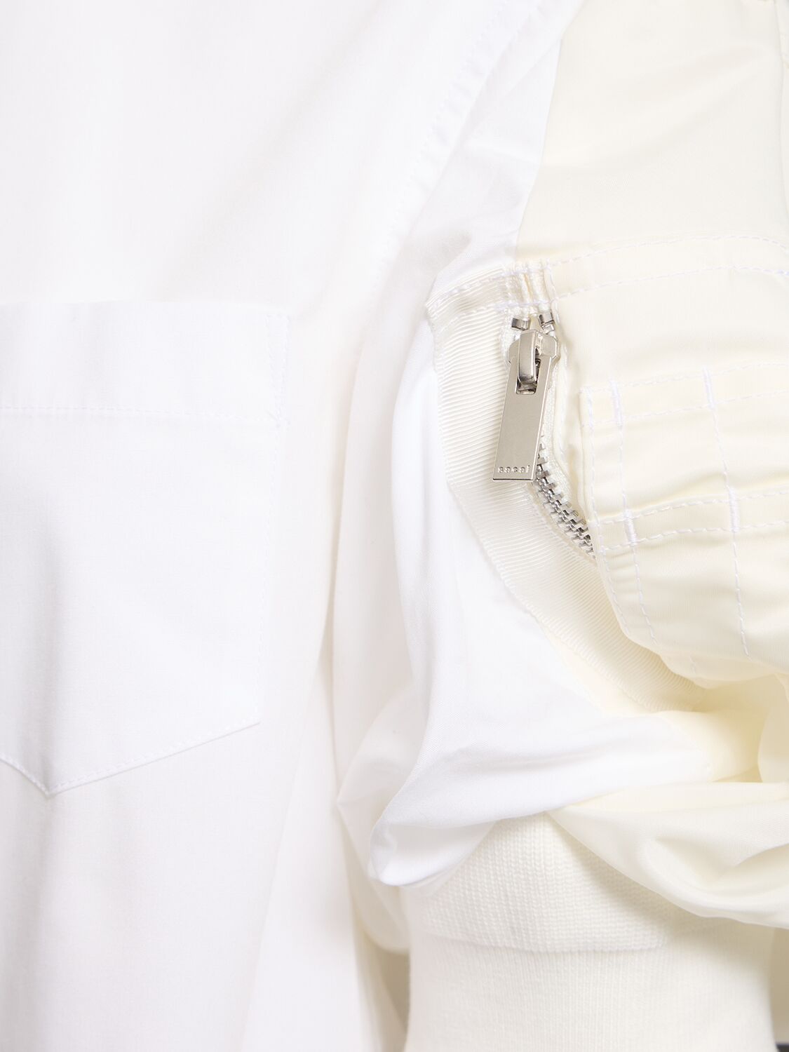 Shop Sacai Cotton Poplin & Nylon Twill Mini Dress In 화이트