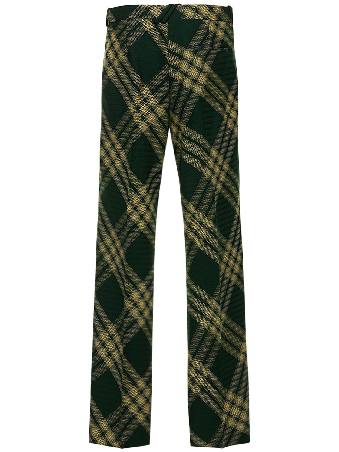 Shop Burberry Check Wool Pants In Ivy Check