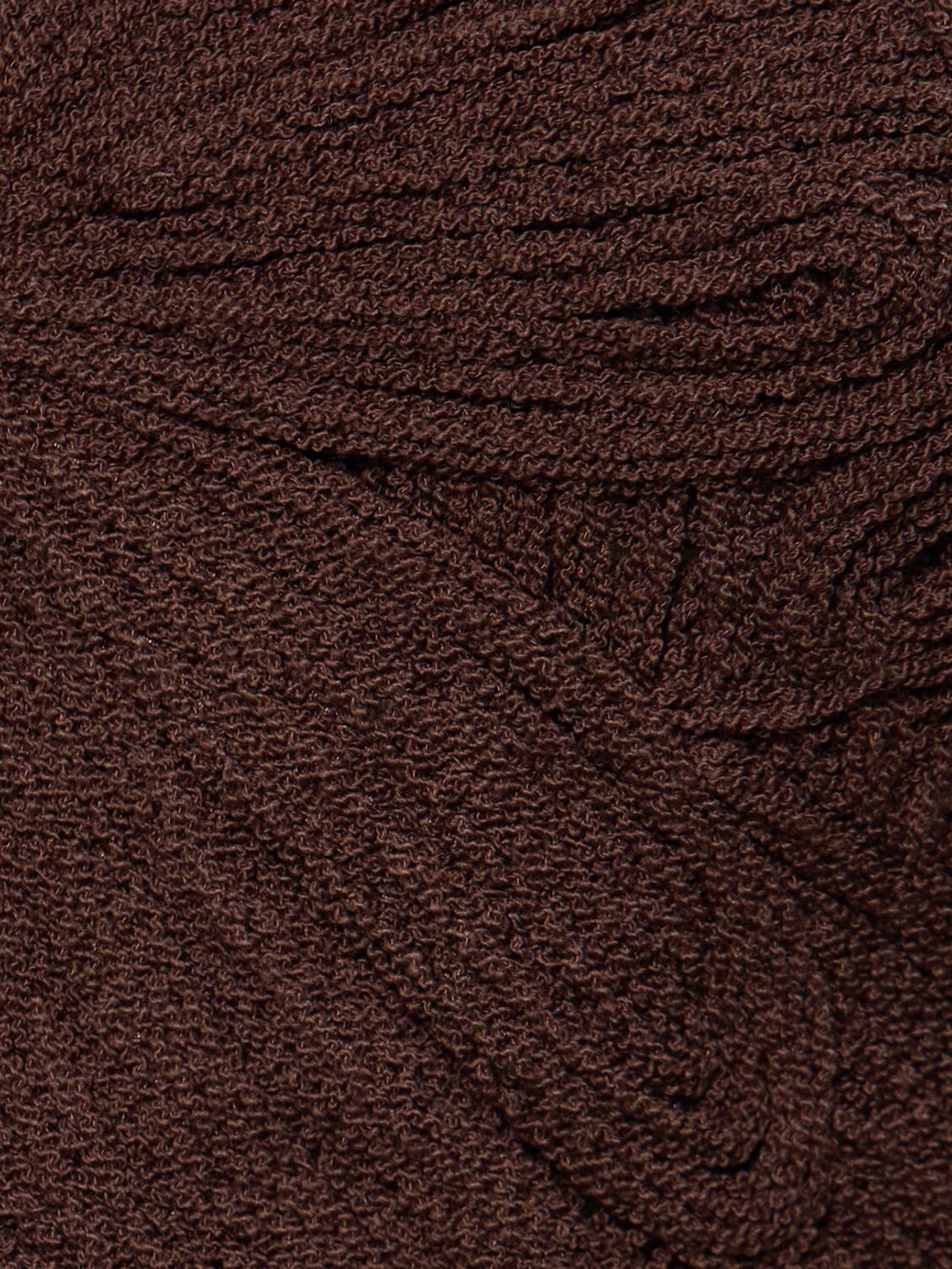 Shop Blumarine Cotton Blend Knit Crop Cardigan In Dark Brown
