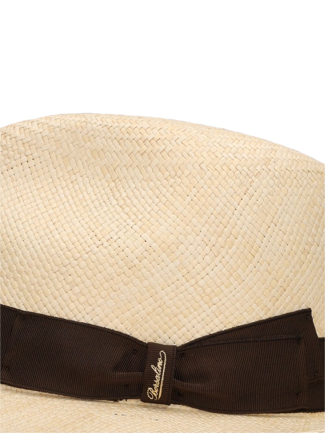 Shop Borsalino Federico 6cm Brim Straw Panama Hat In Natural,khaki