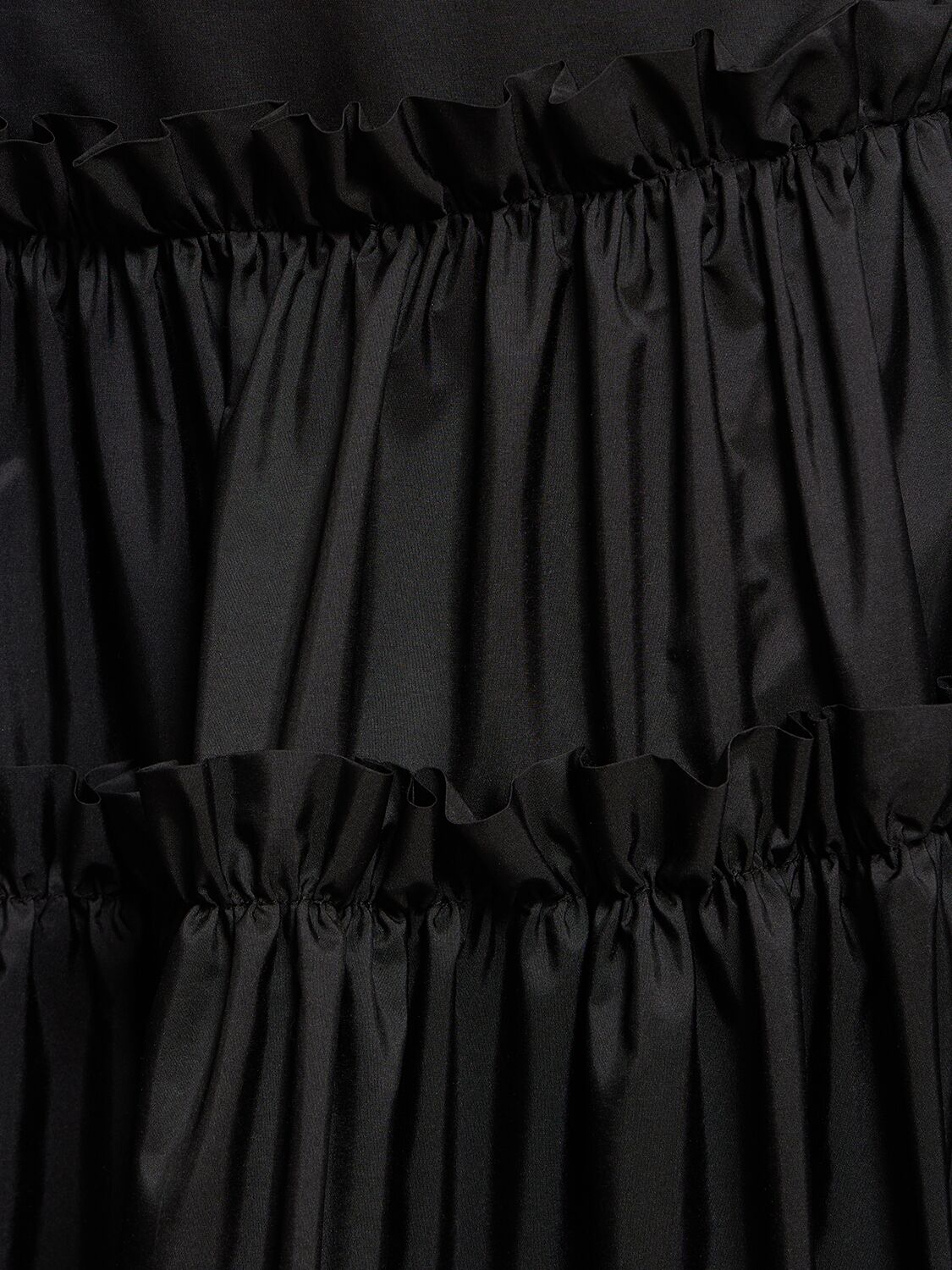 Shop Roberto Cavalli Solid Nylon Flared Mid Rise Maxi Skirt In 블랙