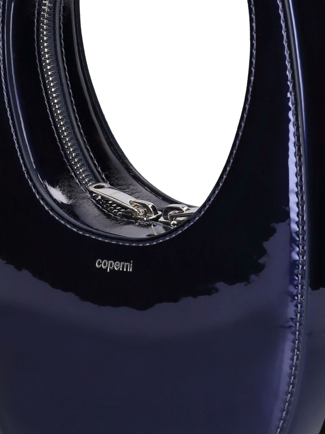 Shop Coperni Mini Swipe Leather Shoulder Bag In Navy
