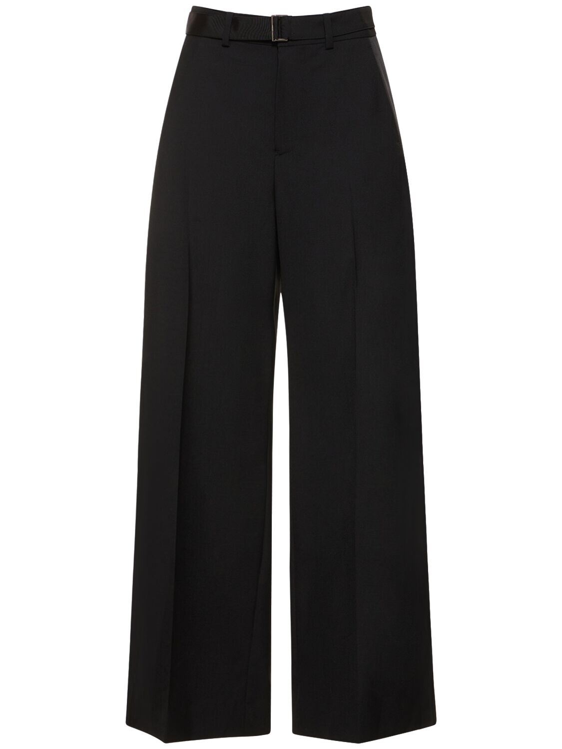 Sacai Belted Gabardine Wide Trousers In 블랙