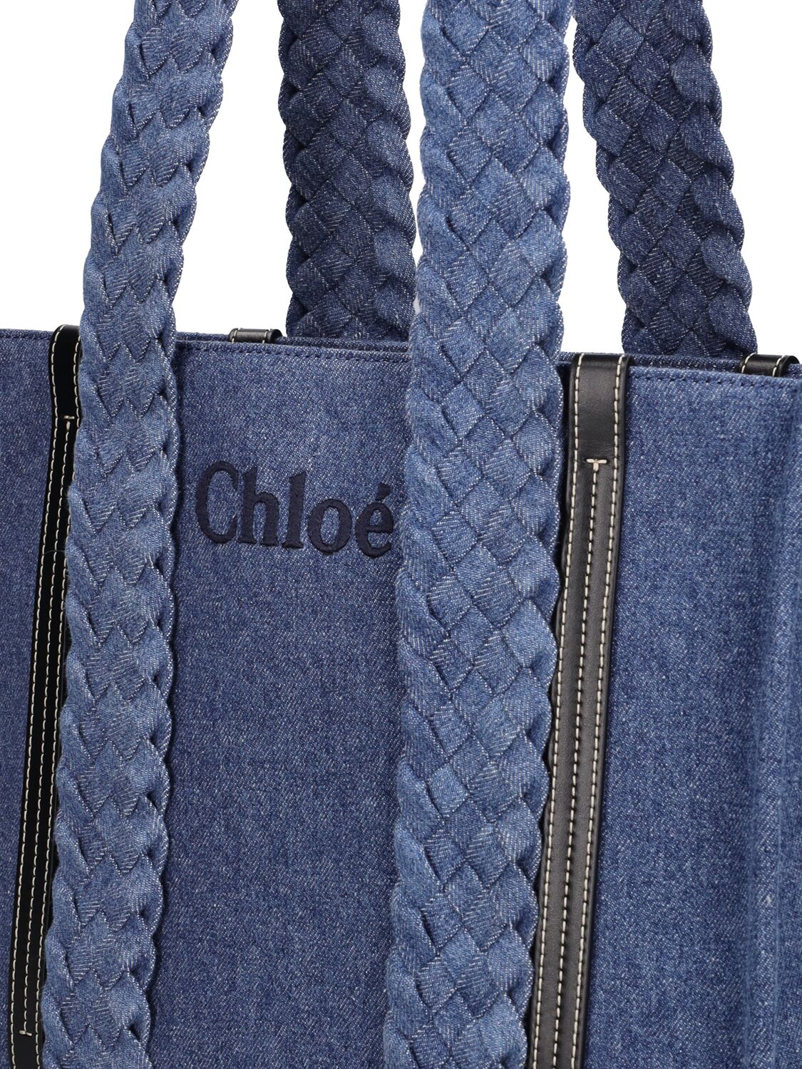 Shop Chloé Medium Woody Denim Tote Bag