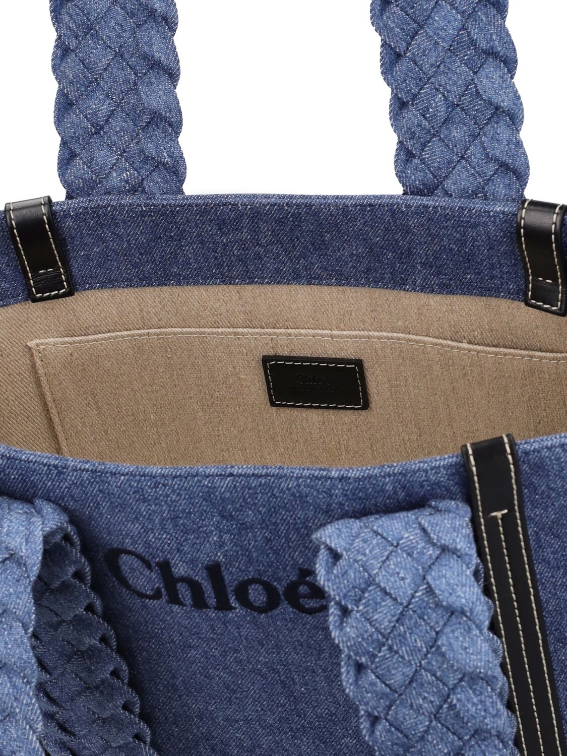 Shop Chloé Medium Woody Denim Tote Bag