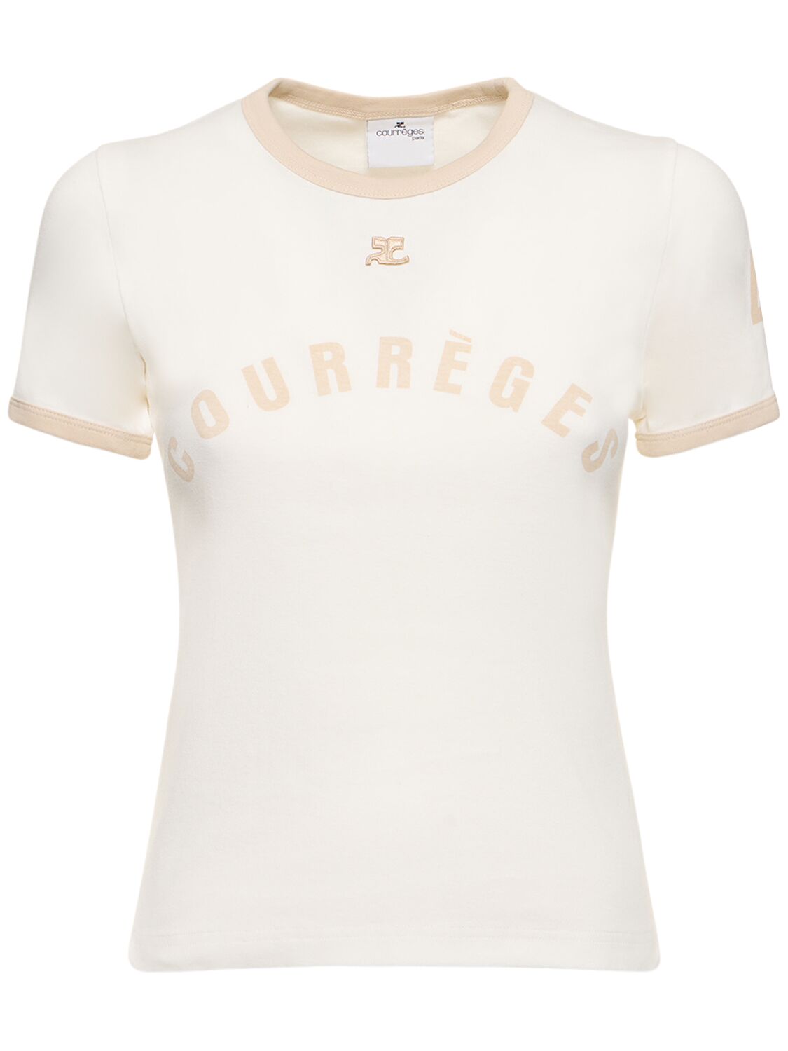 Courrèges Contrast Printed Cotton T-shirt In 화이트