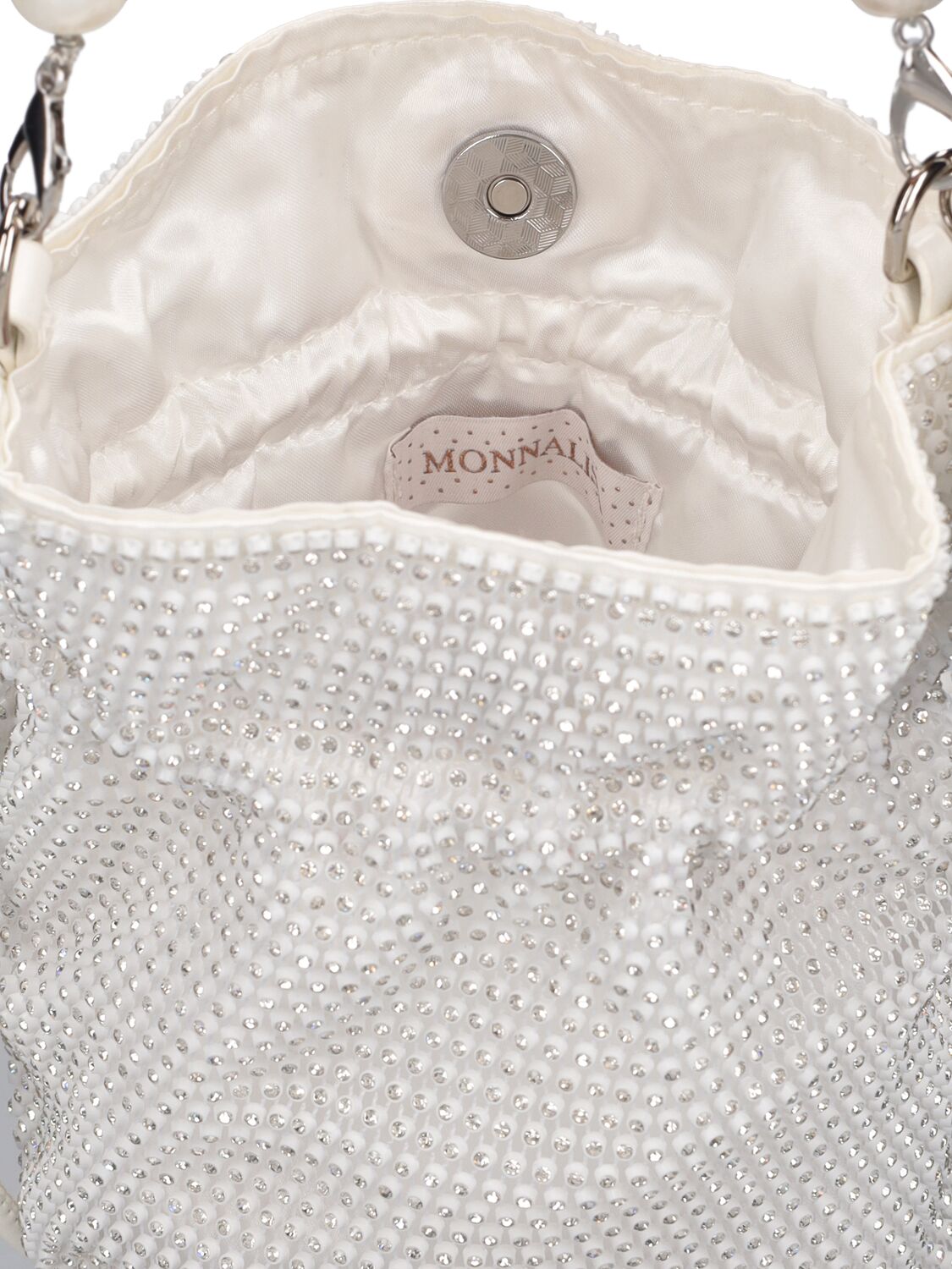 Shop Monnalisa Crystal Embellished Bag In White