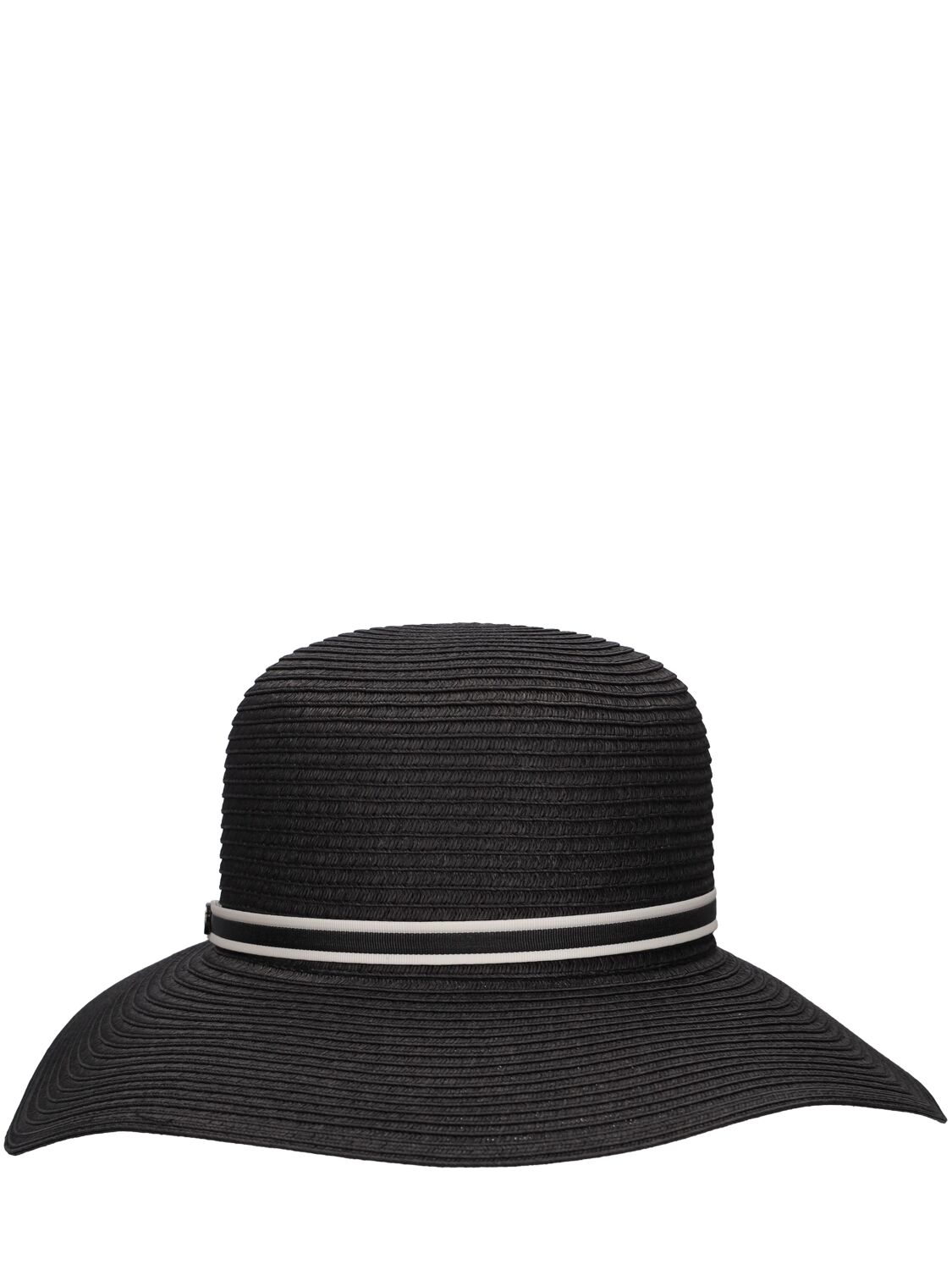 Borsalino Giselle Foldable Straw Hat In Nero,panna