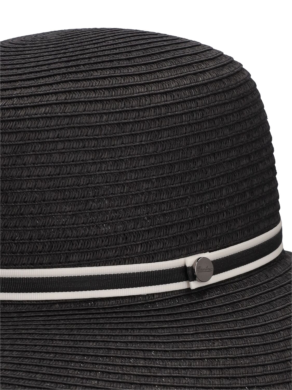 Shop Borsalino Giselle Foldable Straw Hat In Nero,panna