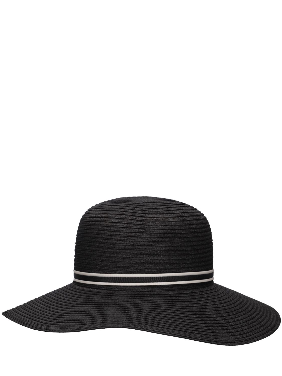 Shop Borsalino Giselle Foldable Straw Hat In Nero,panna