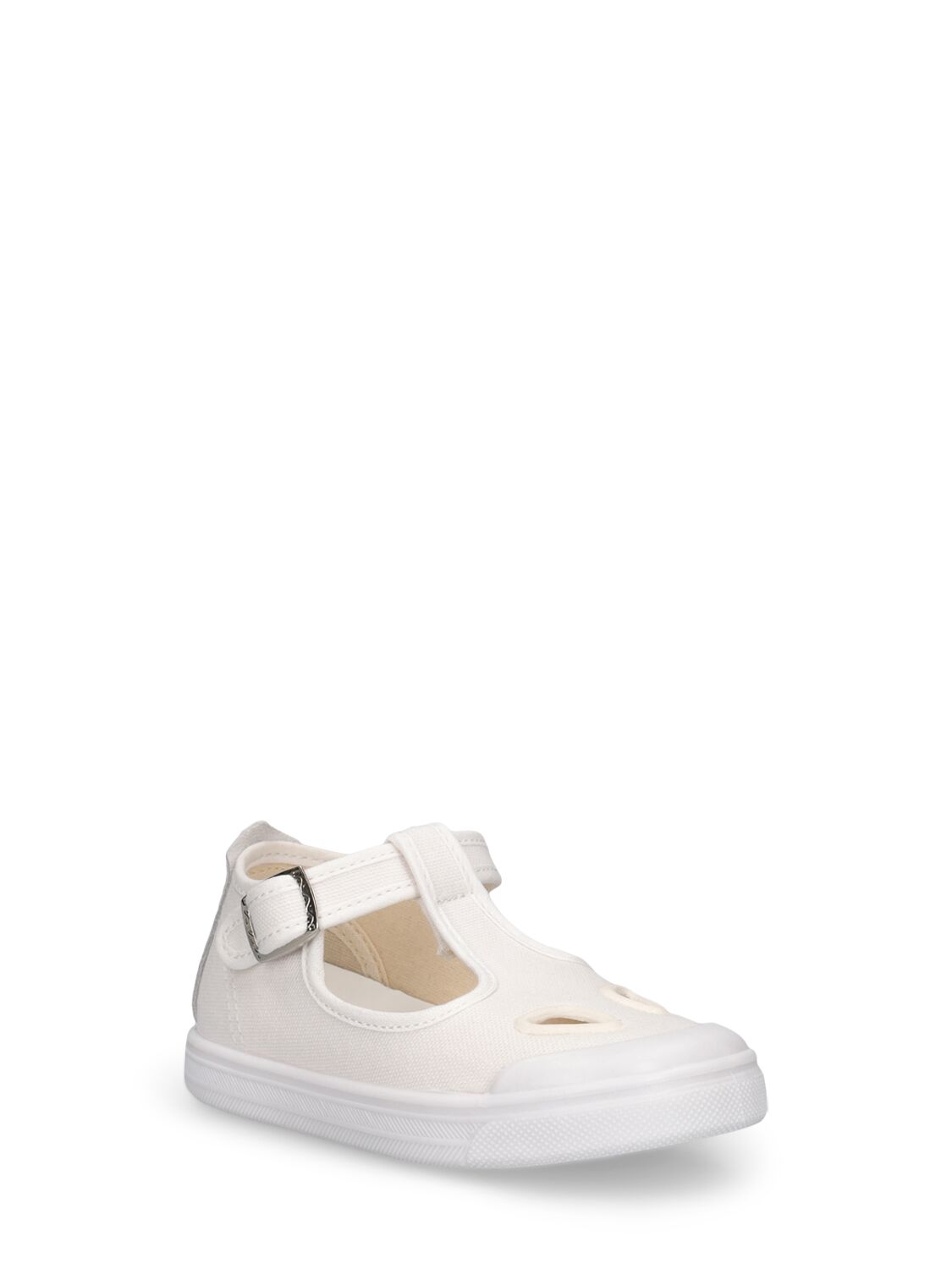 Shop Il Gufo Cotton Canvas Sandals In White