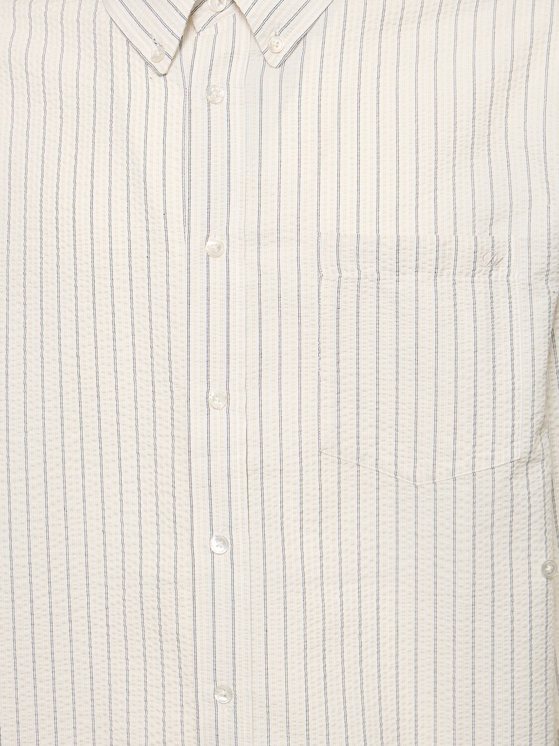 Shop Dunst Oversize Unisex Shirt In Beige Stripe