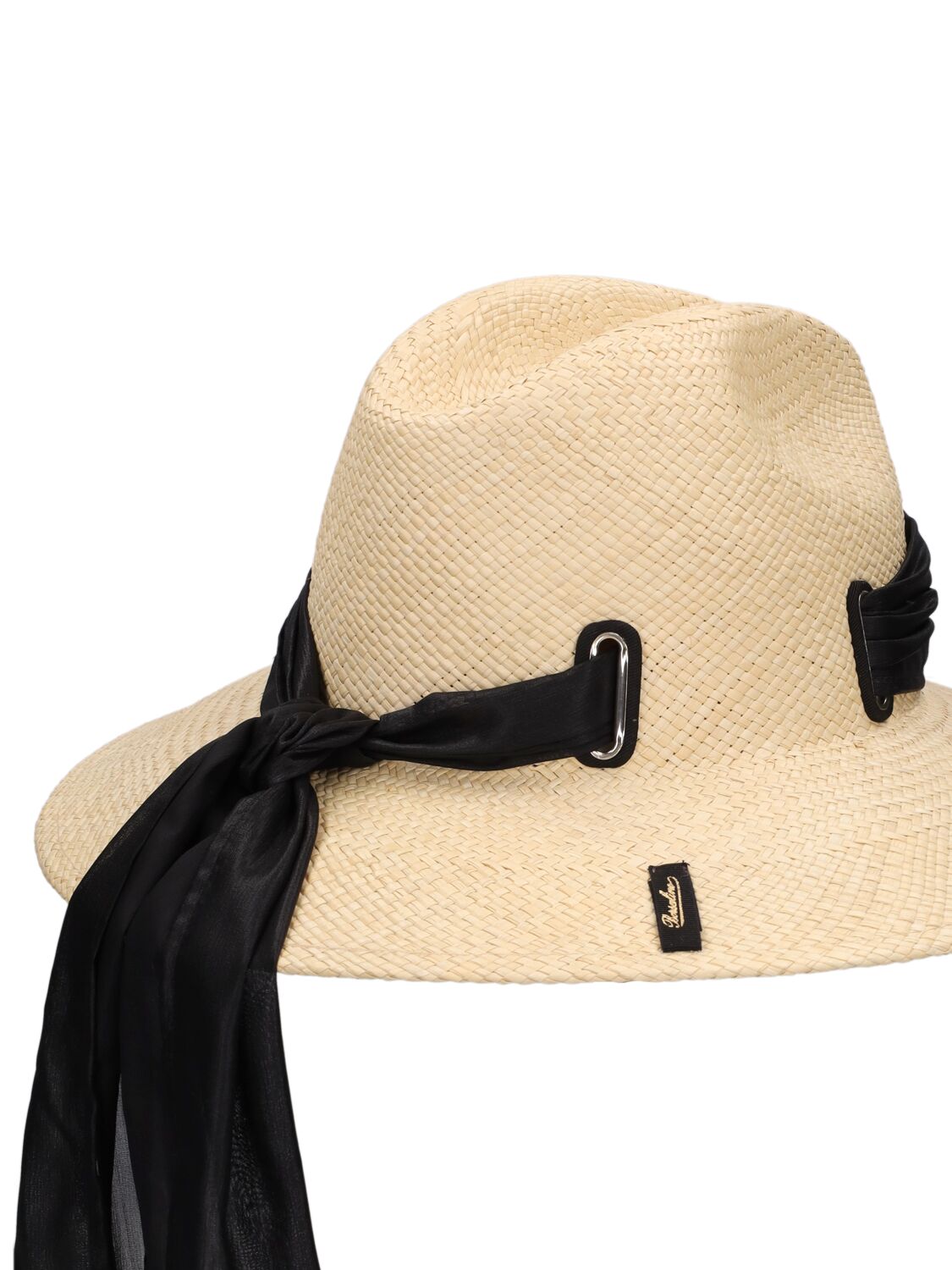 Shop Borsalino Samantha Straw Panama Hat In Naturale,nero