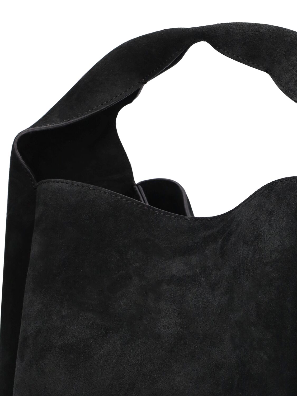 Shop Totême Bucket Suede Top Handle Bag In Black