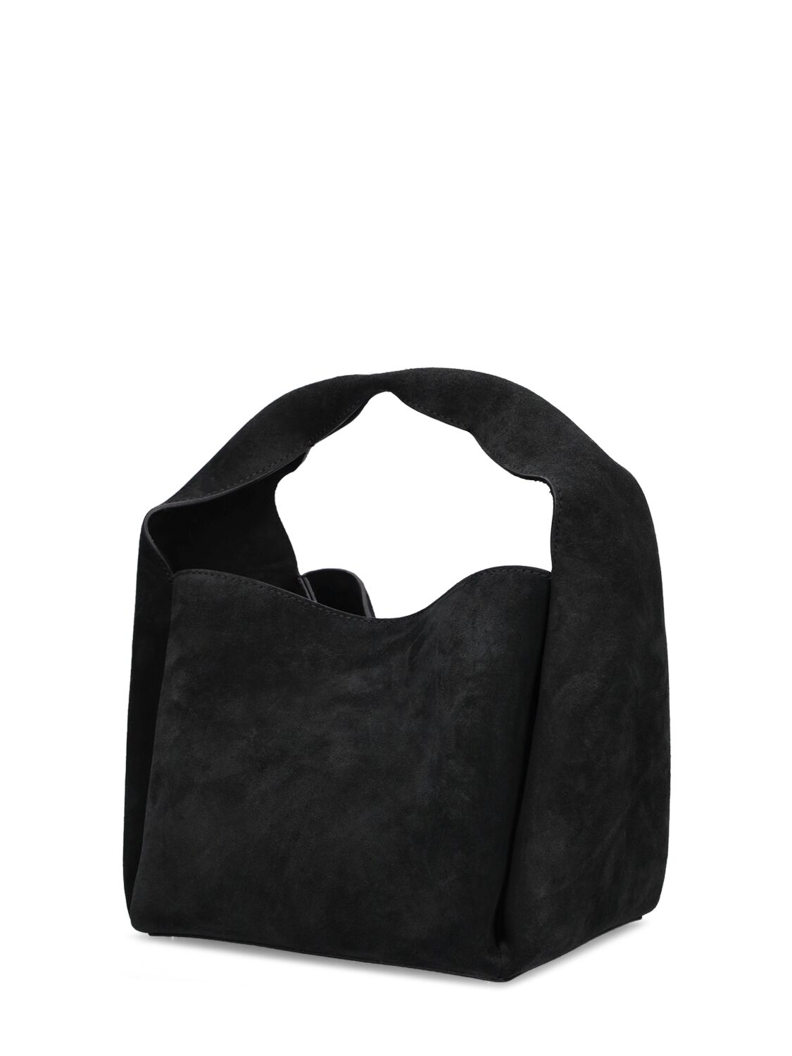 Shop Totême Bucket Suede Top Handle Bag In Black