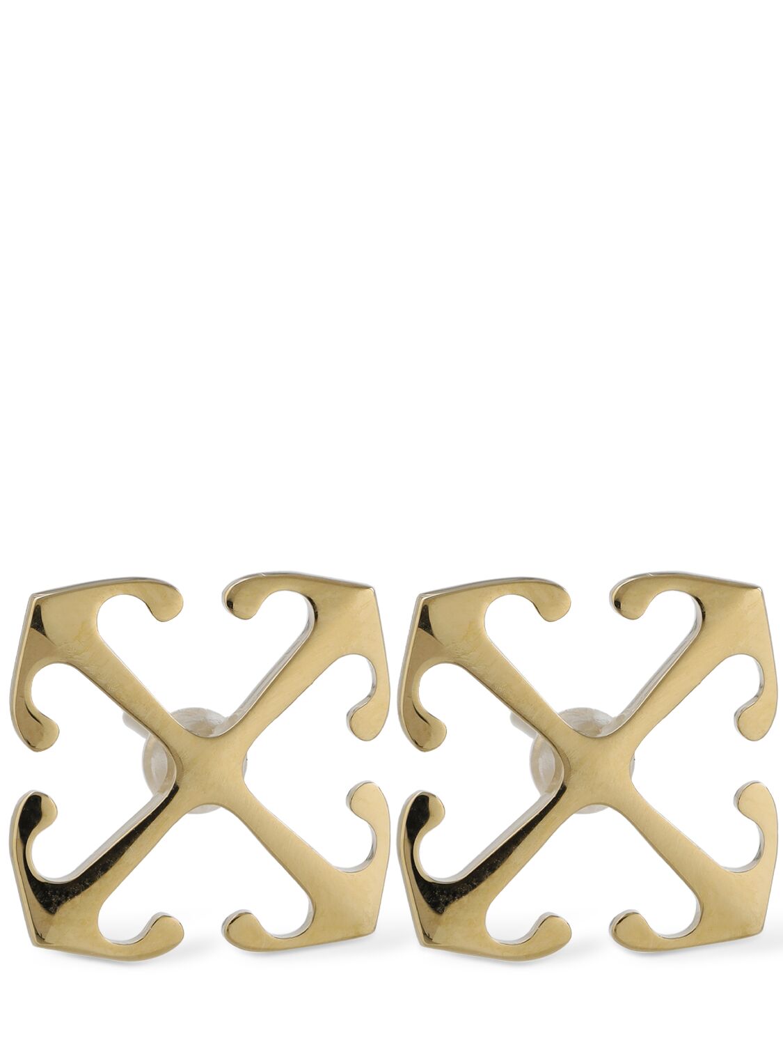 Off-white Mini Arrow Brass Earrings In Gold
