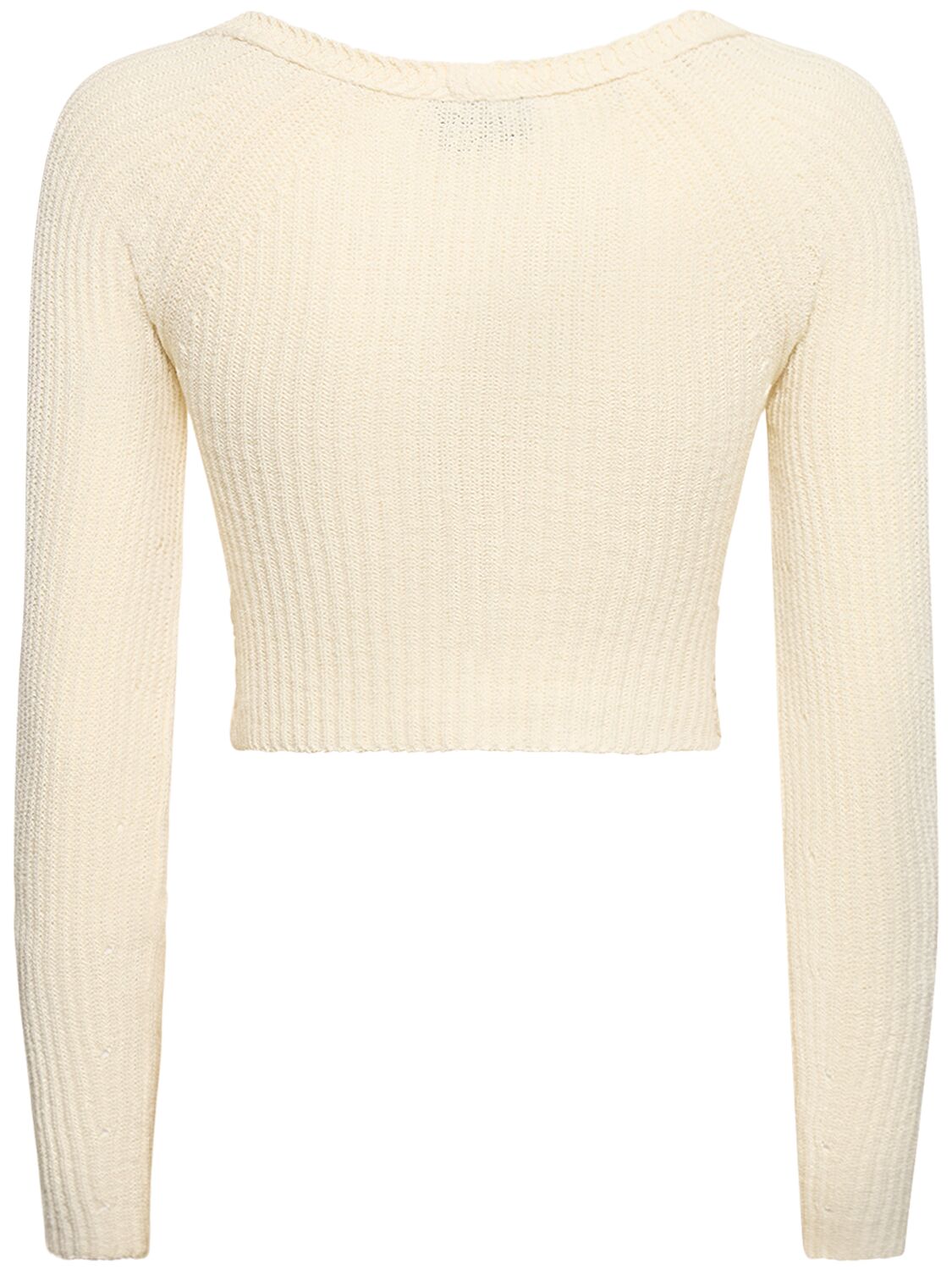 Shop Blumarine Cotton Blend Knit Crop Cardigan In White