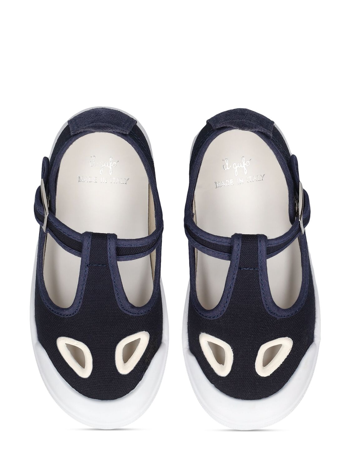 Shop Il Gufo Cotton Canvas Sandals In Navy