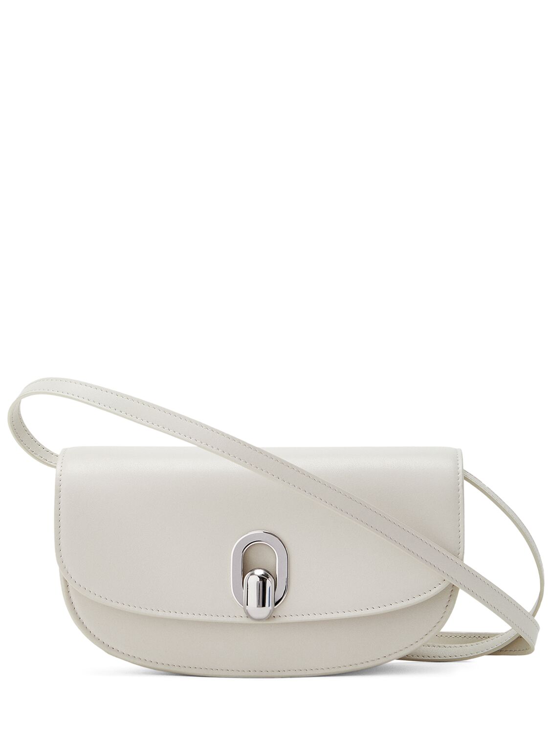 Savette The Tondo Crescent Smooth Leather Bag In Ivory