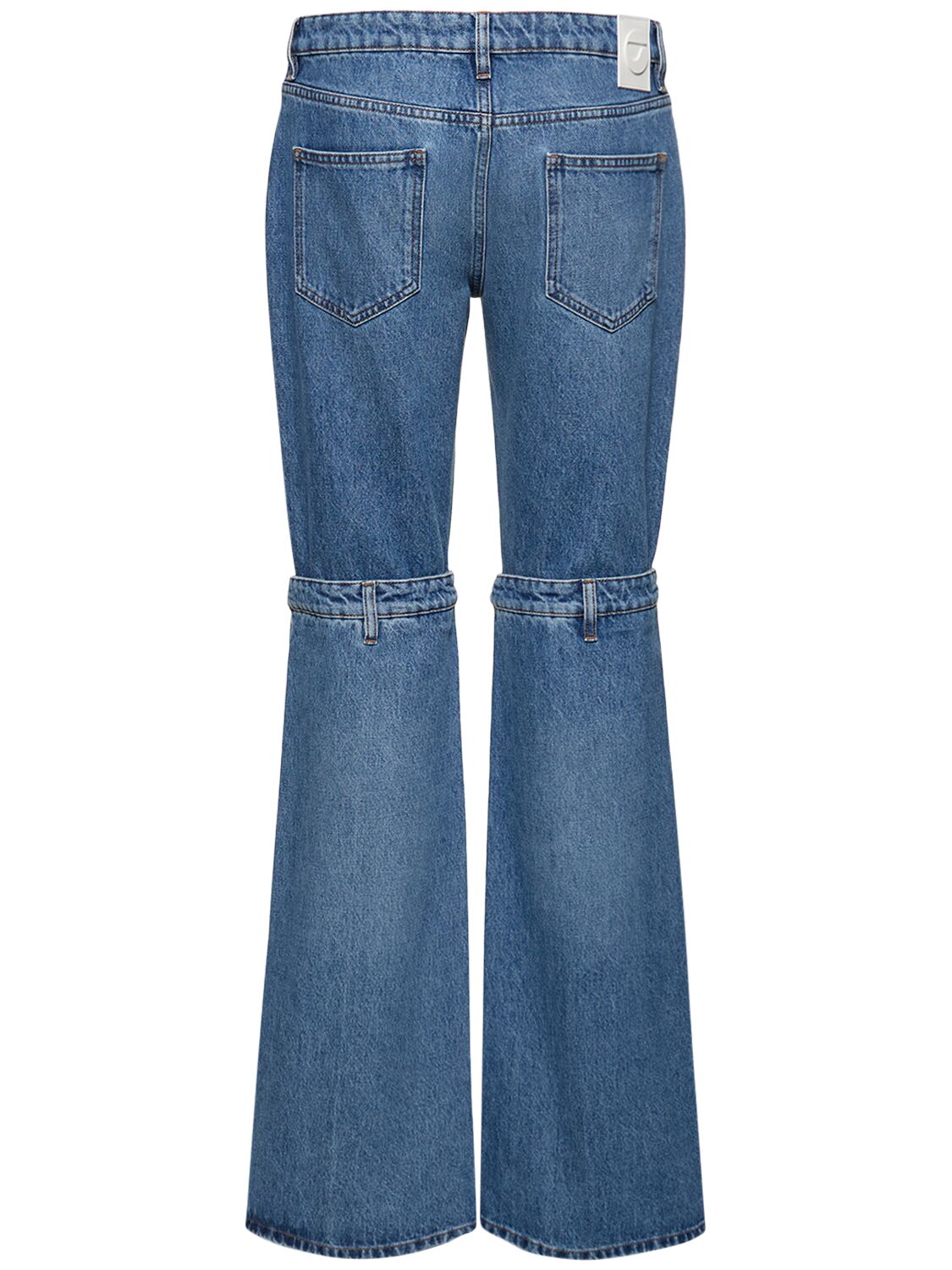 Shop Coperni 26.8cm Straight Open-knee Denim Jeans In Blue