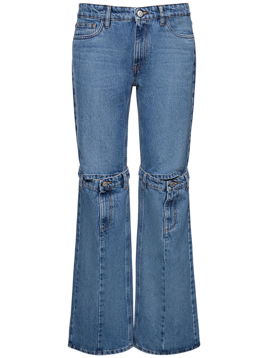 Shop Coperni 26.8cm Straight Open-knee Denim Jeans In Blue