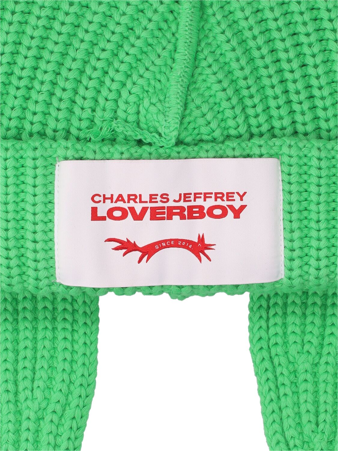 Shop Charles Jeffrey Loverboy Chunky Rabbit Cotton Beanie In Green