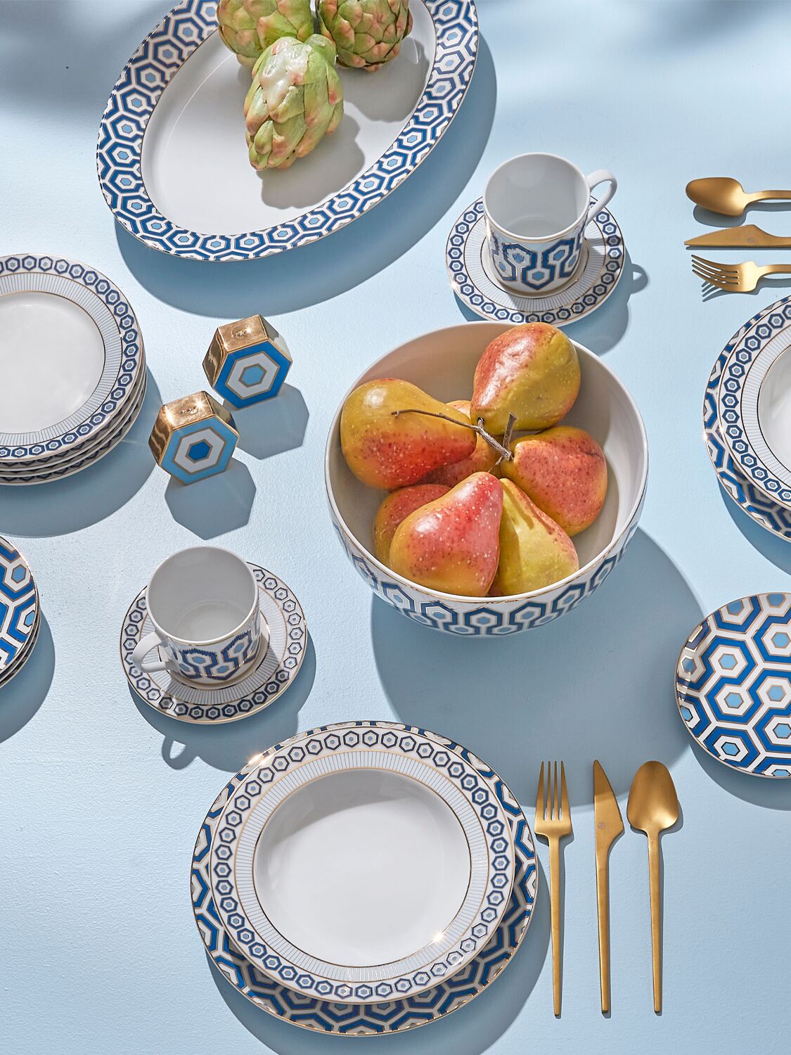 Jonathan Adler Set Of 4 Sorrento Porcelain Coasters In Blue
