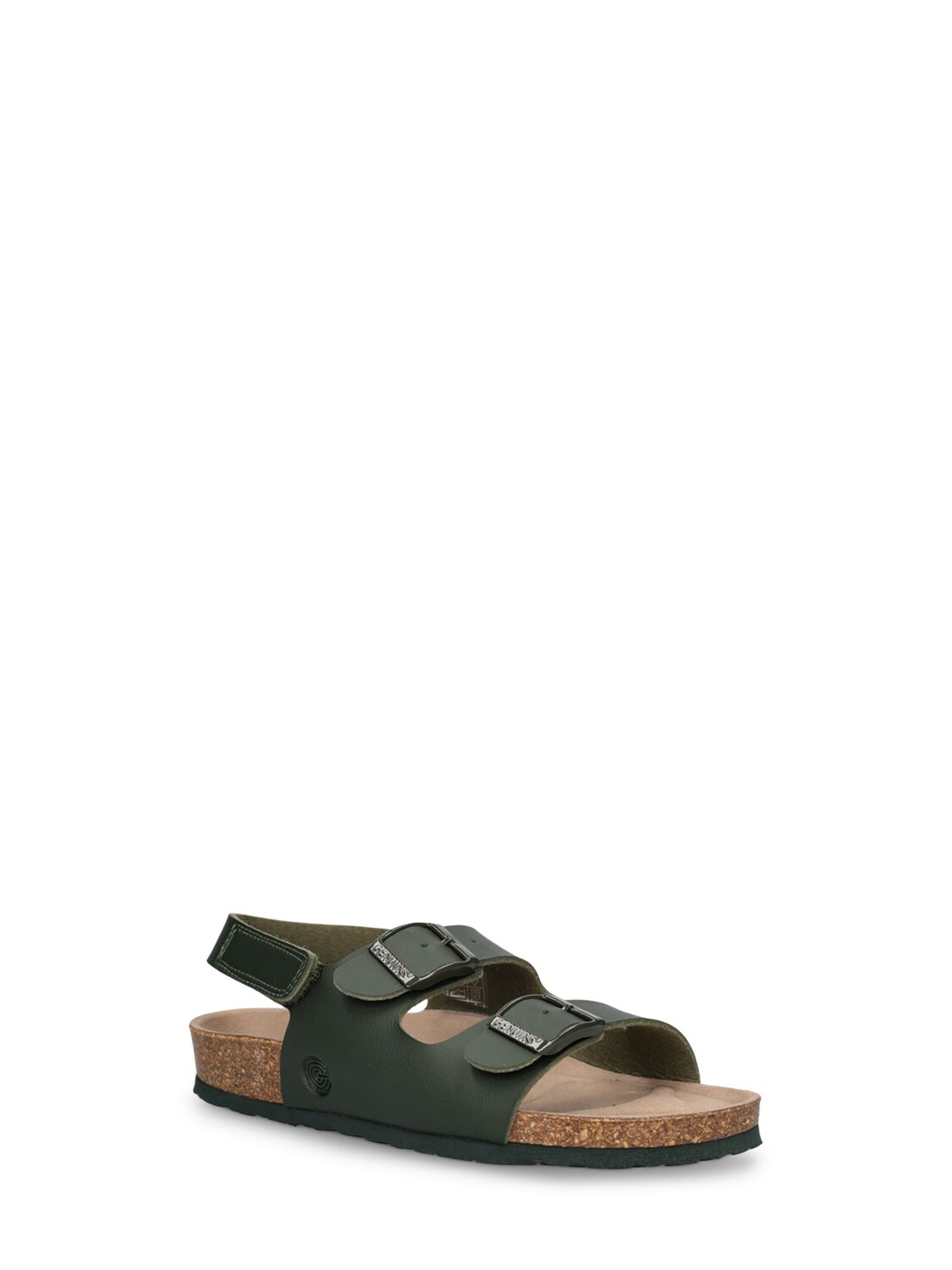 Shop Genuins Vegan Faux Leather Sandals In Dark Green