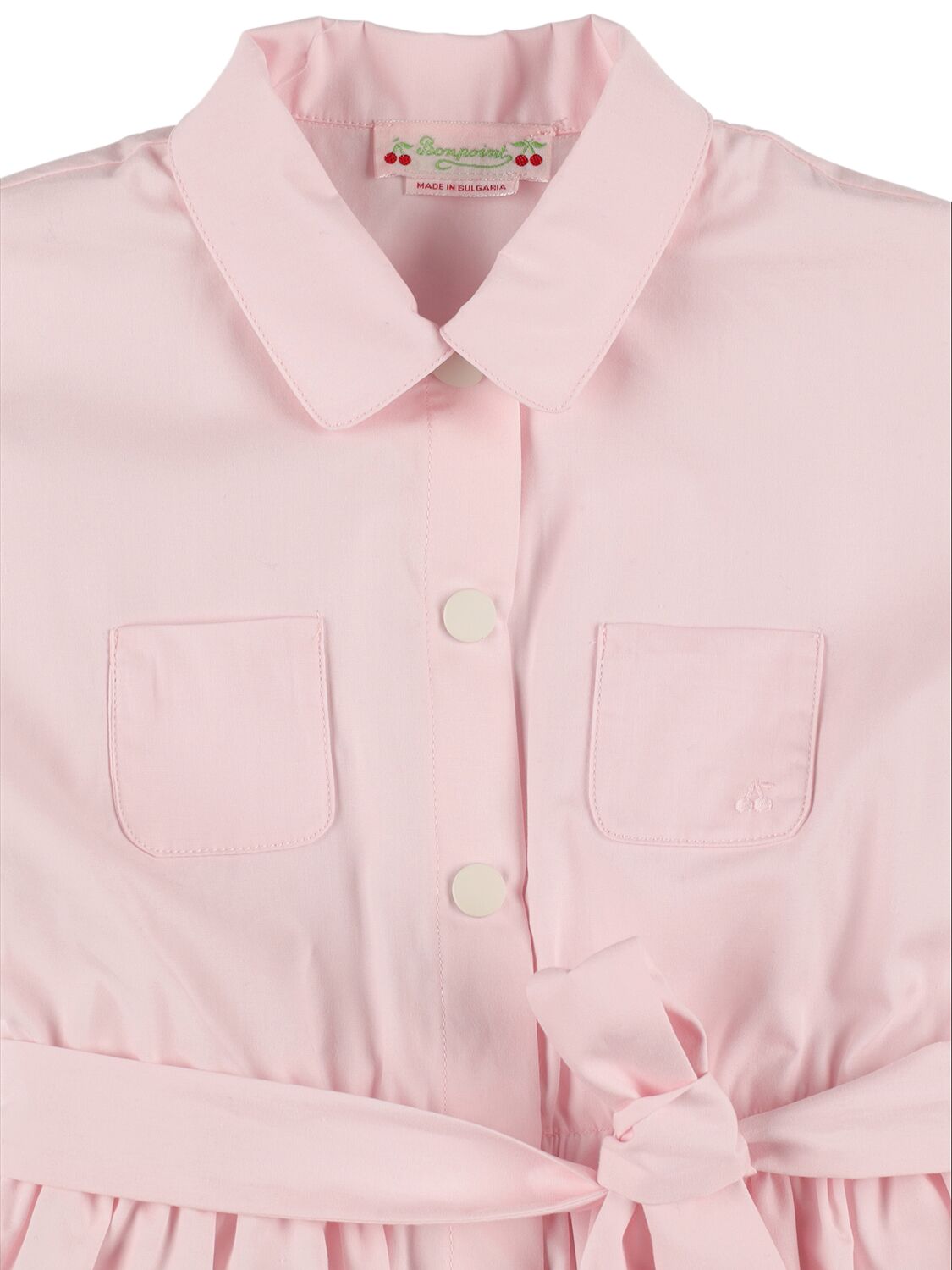 Shop Bonpoint Cotton Poplin Dress W/belt In Pink