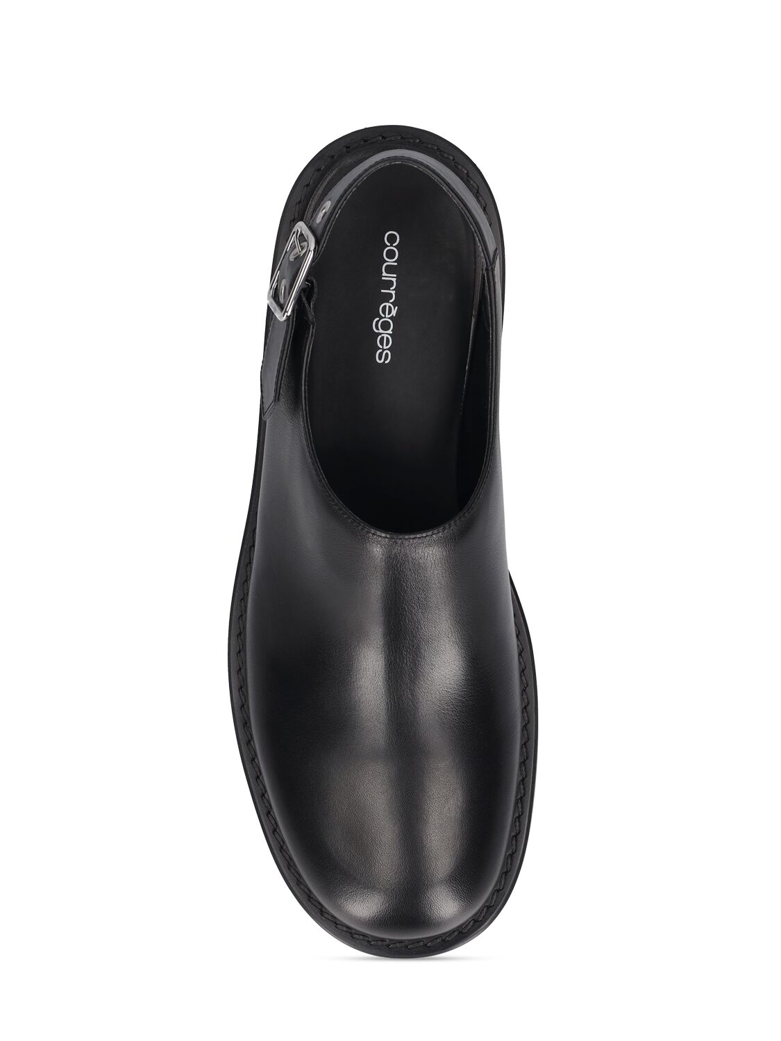 Shop Courrèges Gogo Leather Clogs In Black