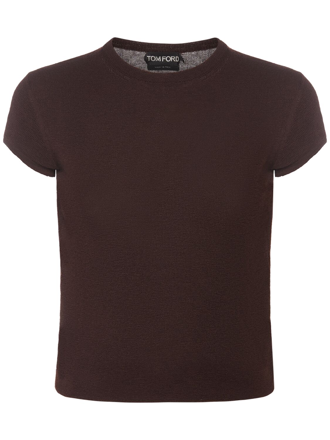 Tom Ford Cashmere & Silk Knit Short Sleeve Top In Brown