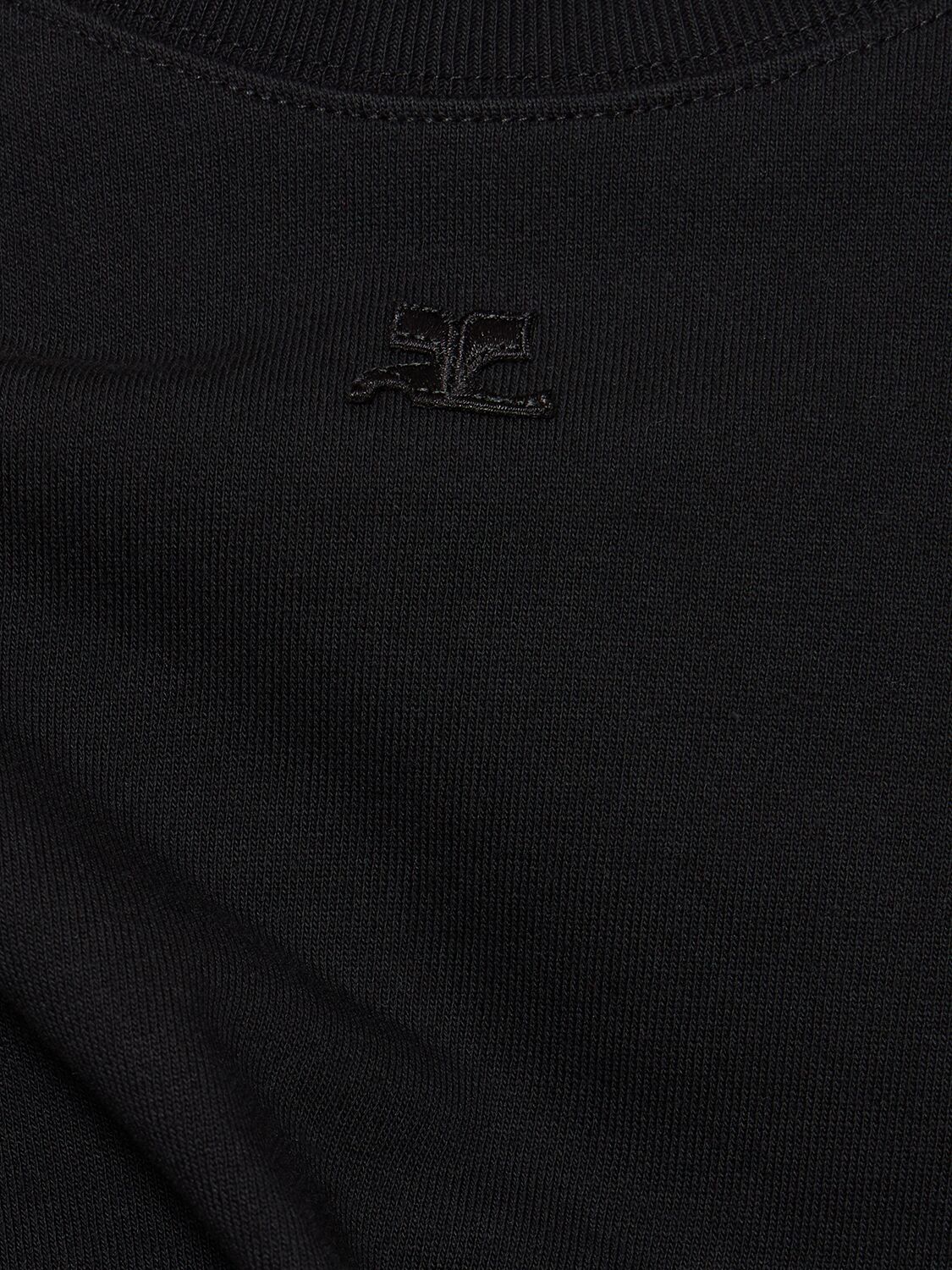 Shop Courrèges Logo Embroidery Cotton Sweatshirt In Black