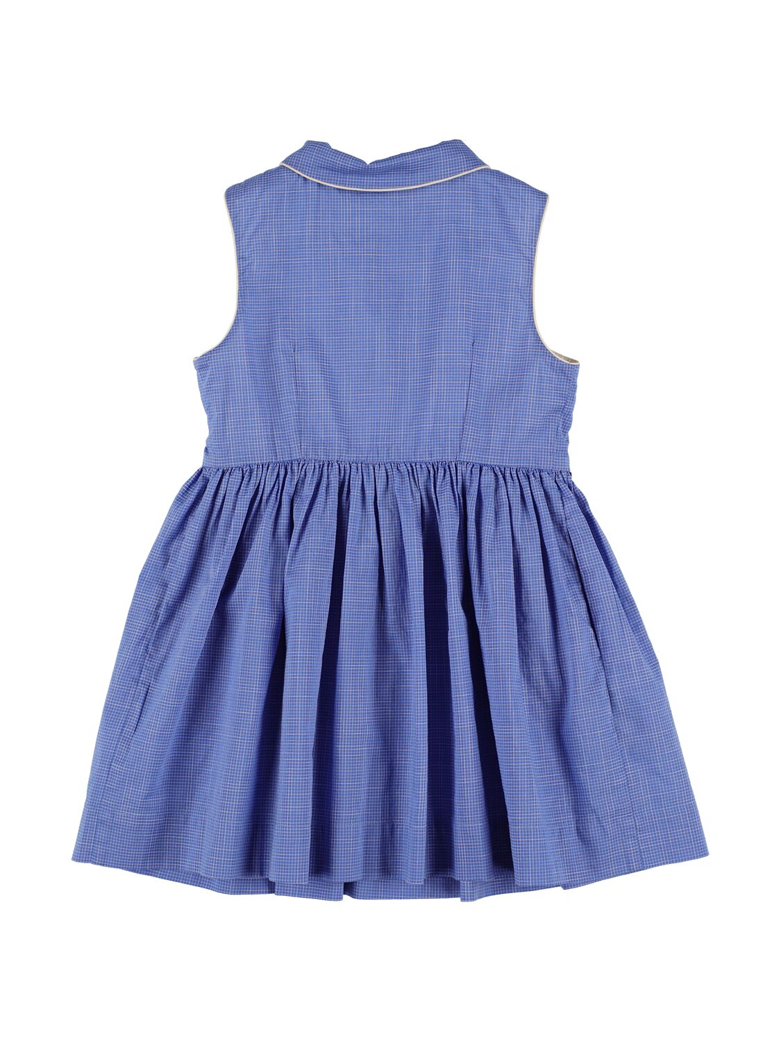 Shop Bonpoint Cotton Chambray Dress In Blue