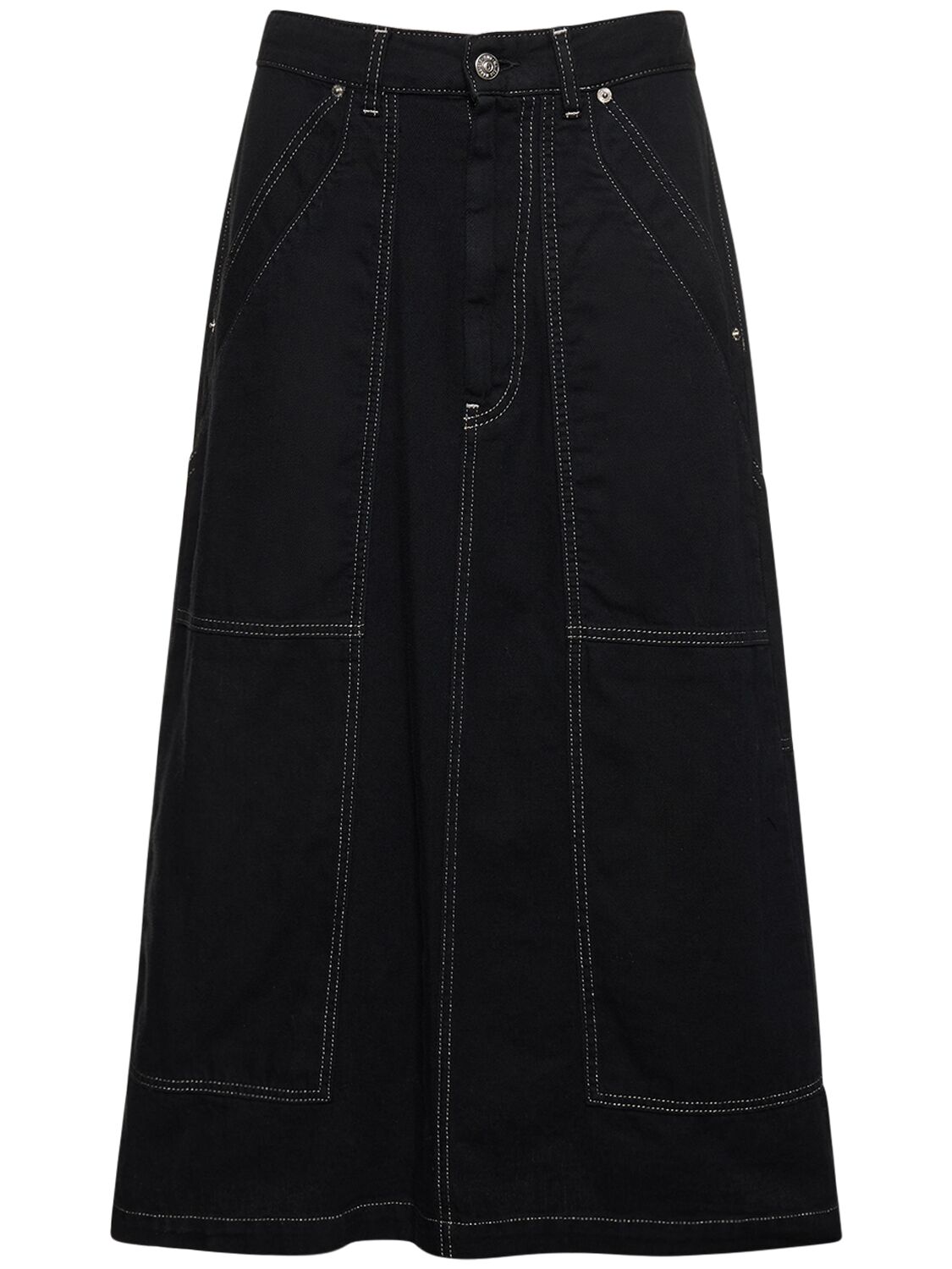 Shop Mm6 Maison Margiela Long Denim Skirt In Black