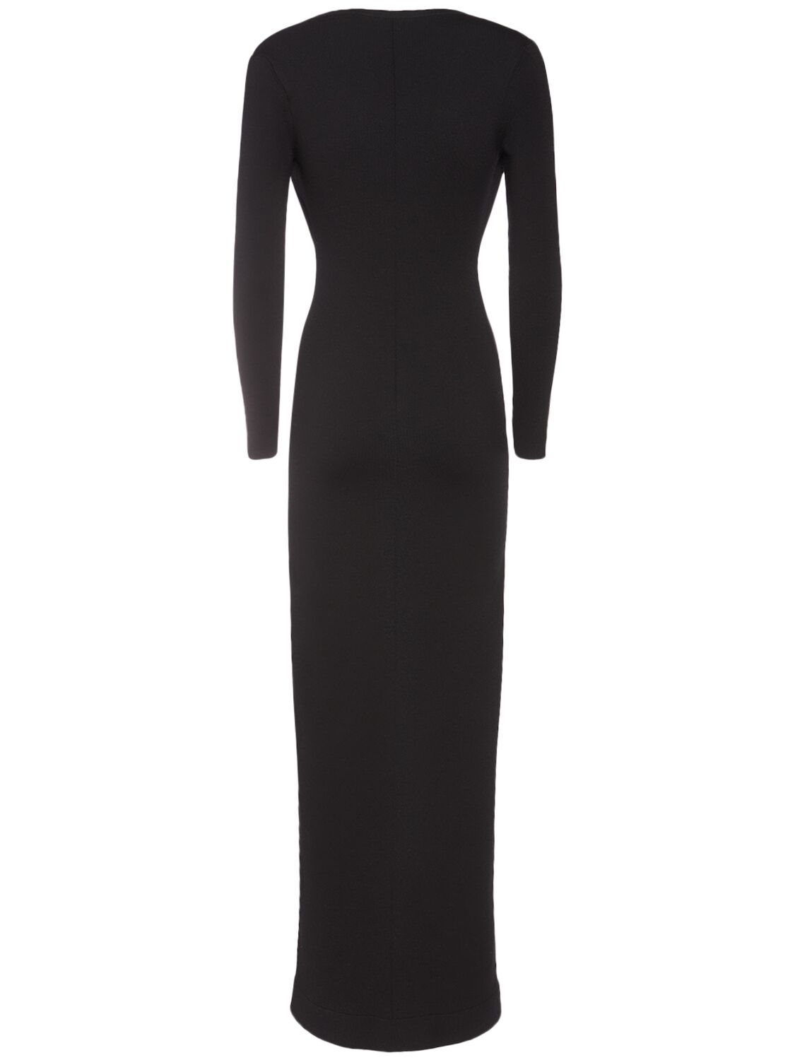 Shop Tom Ford Stretch Wool Knit Long Dress In Black