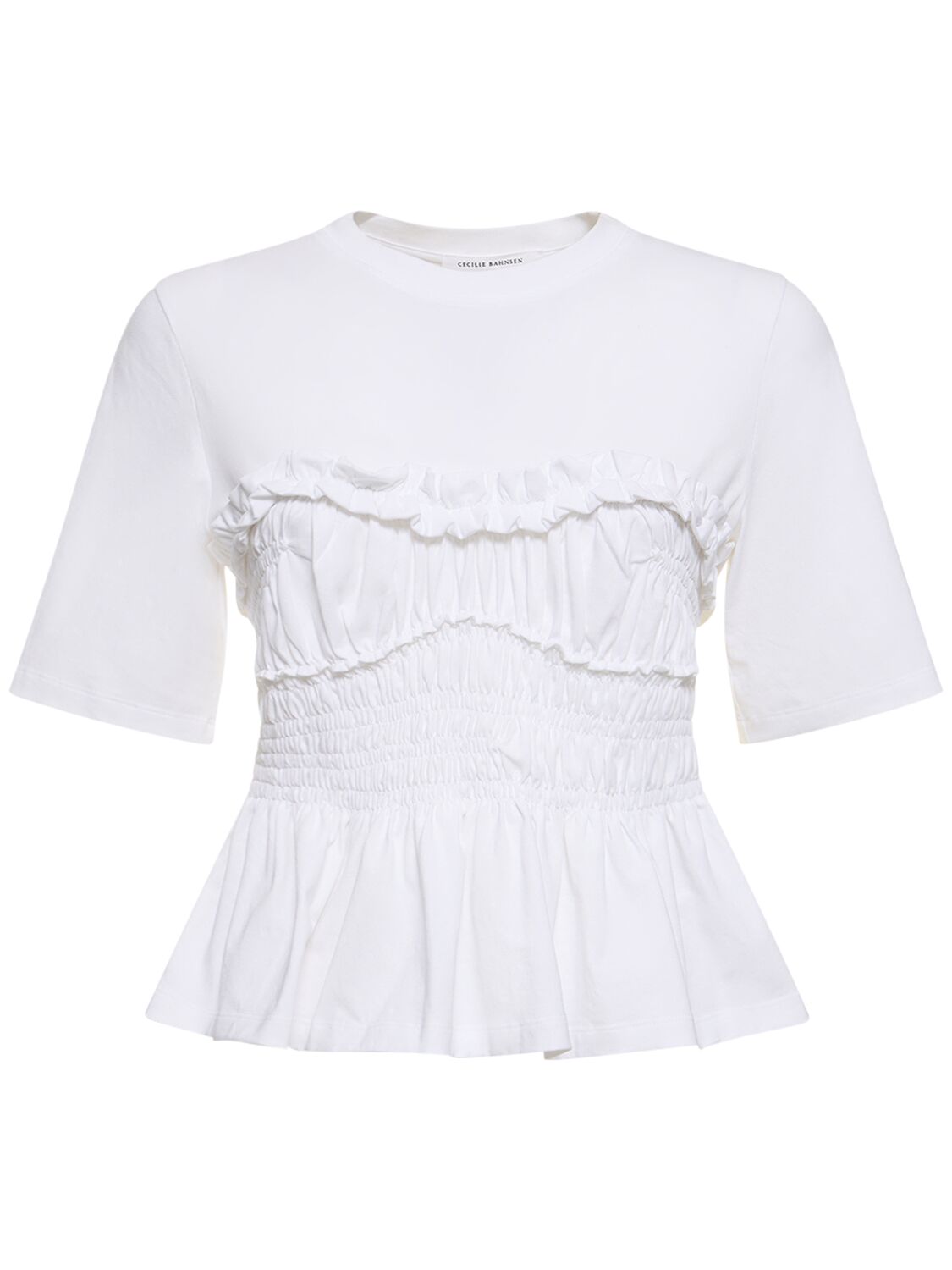 Shop Cecilie Bahnsen Vilde Jersey Cotton T-shirt In White
