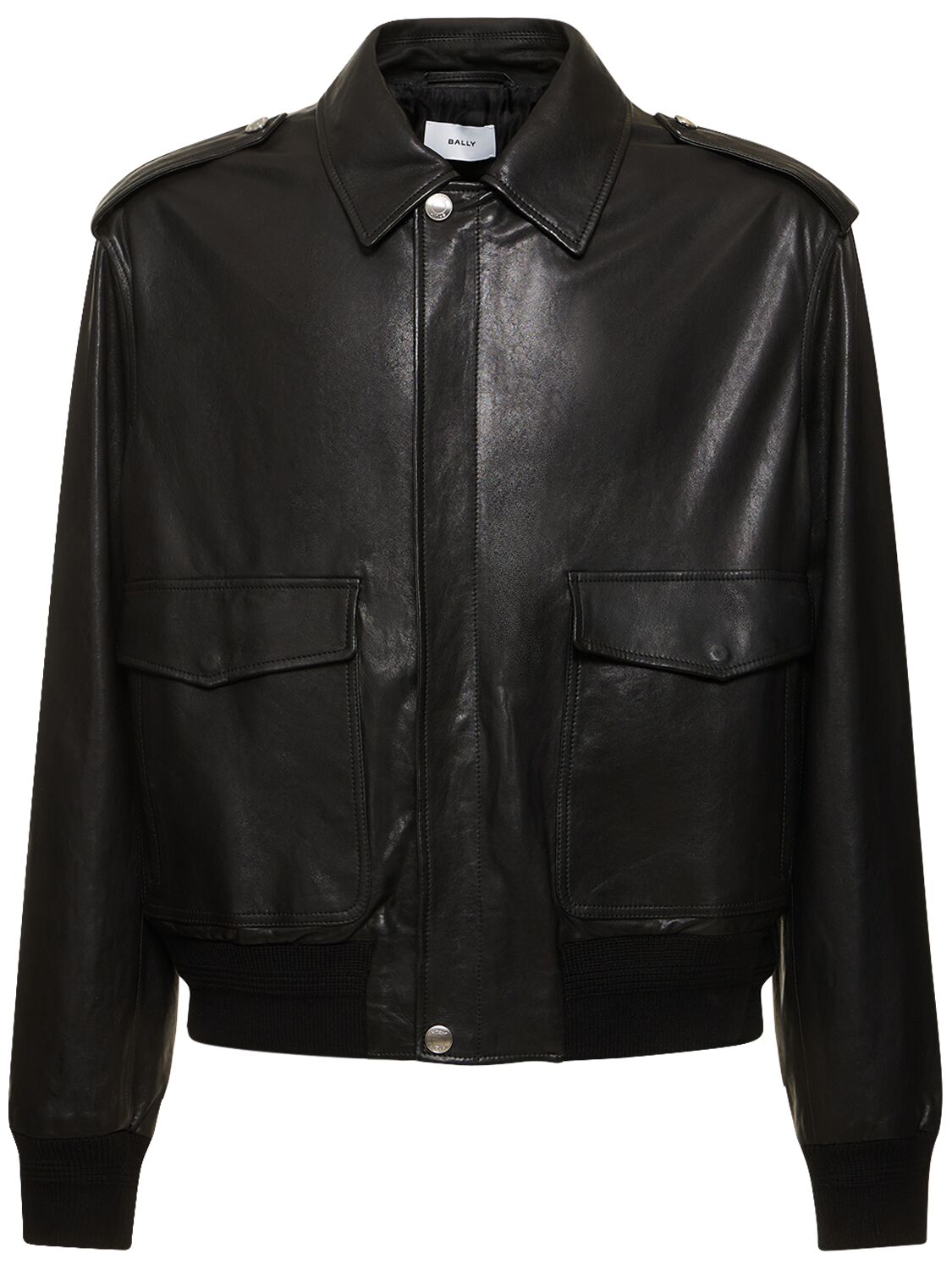 Image of Leather Bomber Jacket