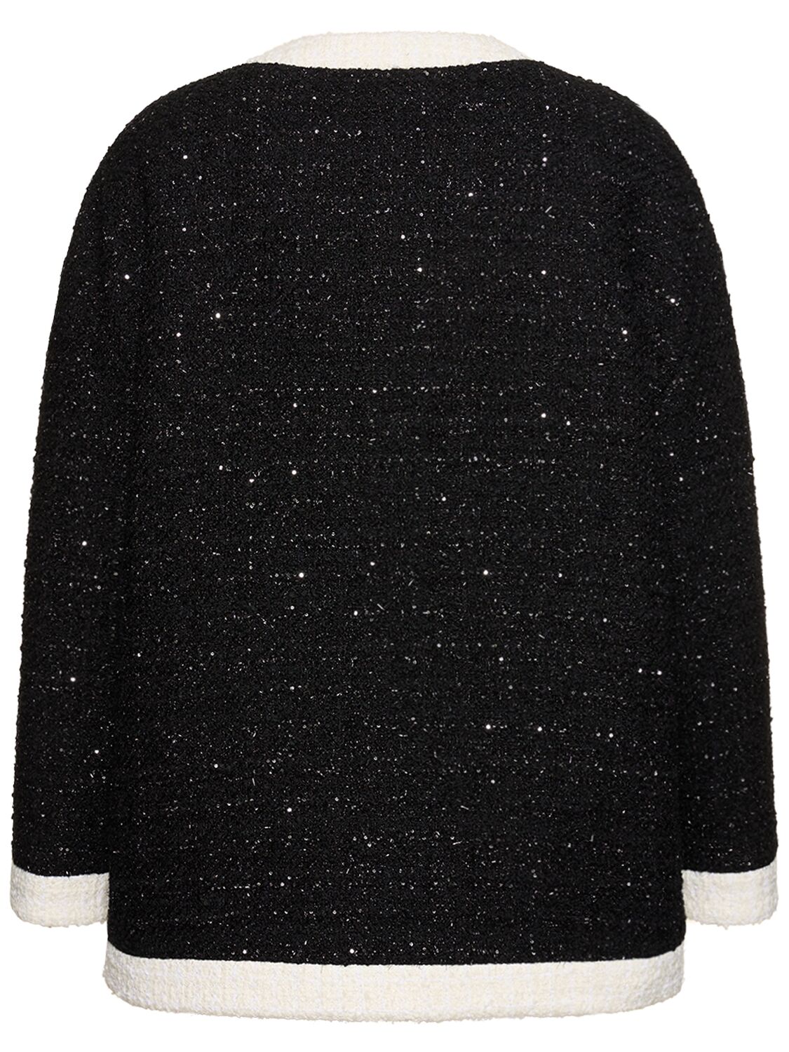 Valentino Tweed Round Collar Casual Jacket In Black,white