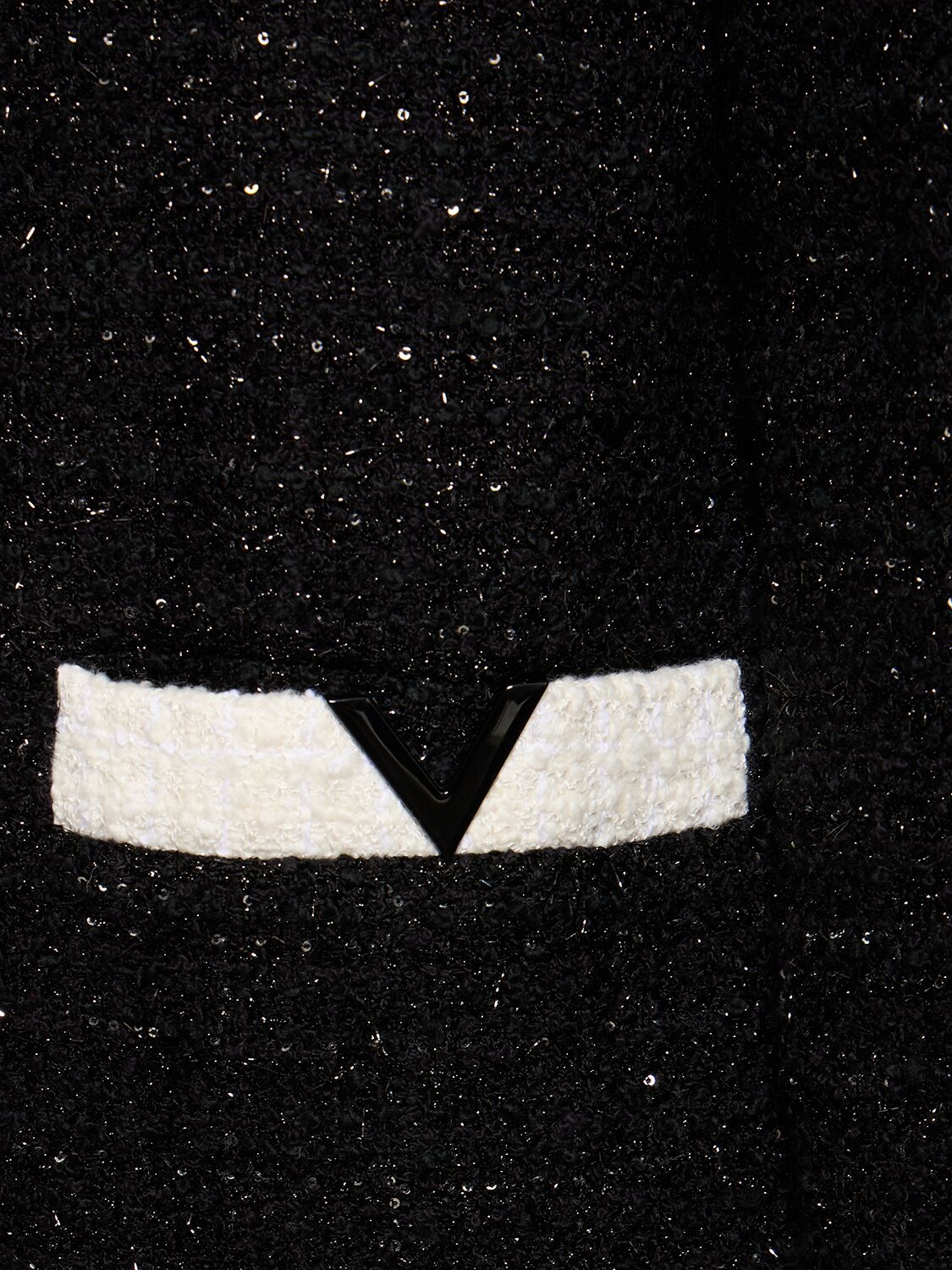 Valentino Tweed Round Collar Casual Jacket In Black,white