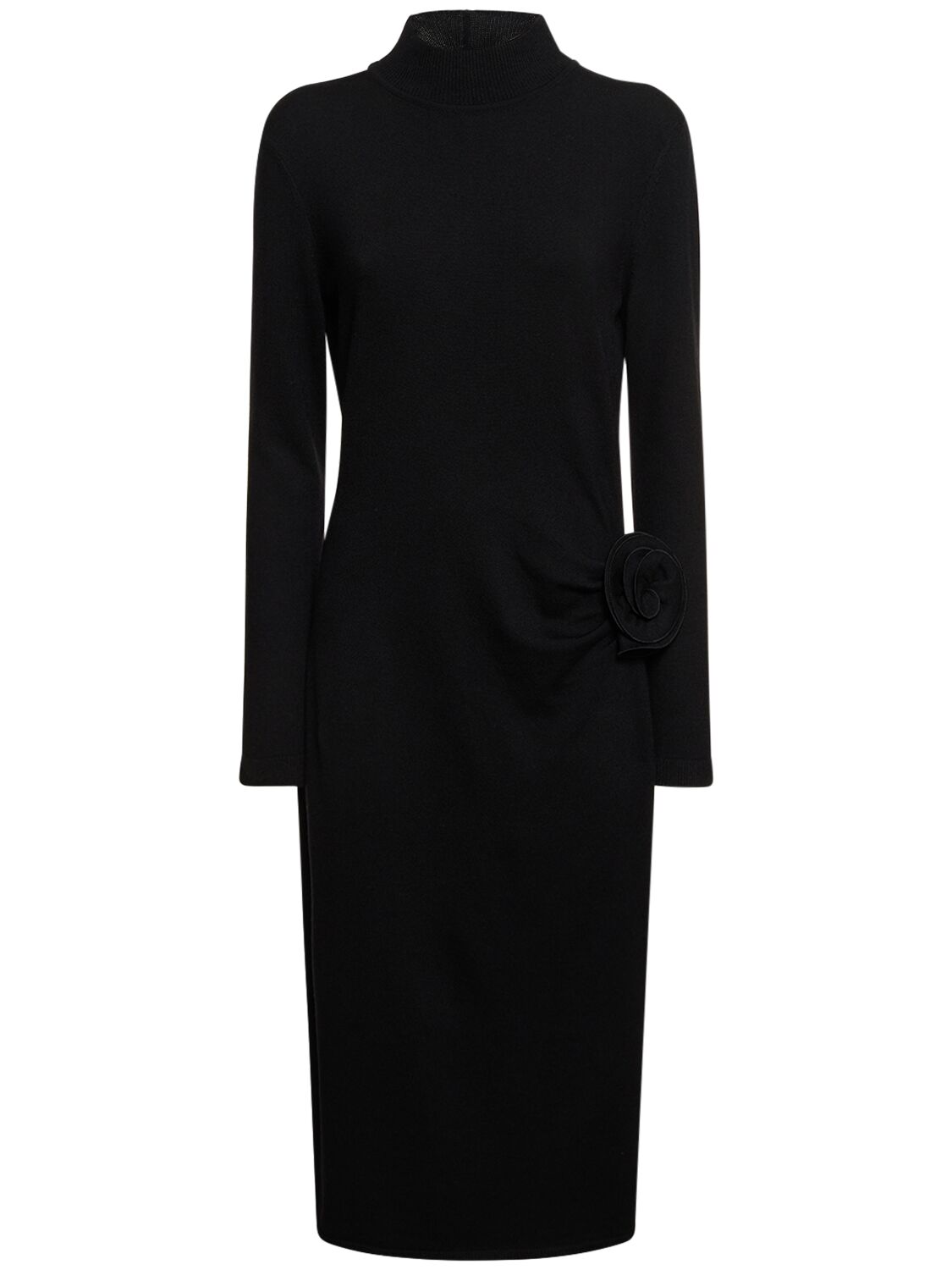 Magda Butrym Draped Wool & Silk Knit Mini Dress In Black