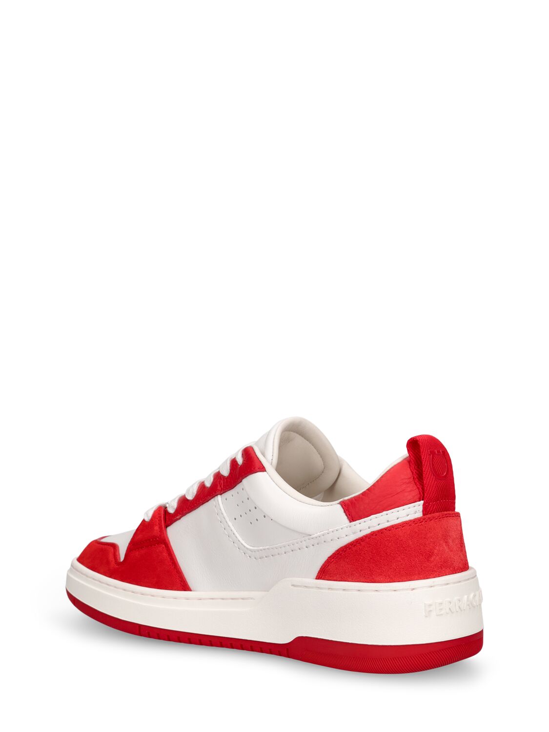 Shop Ferragamo Dennis Leather & Nylon Sneakers In Red,off White