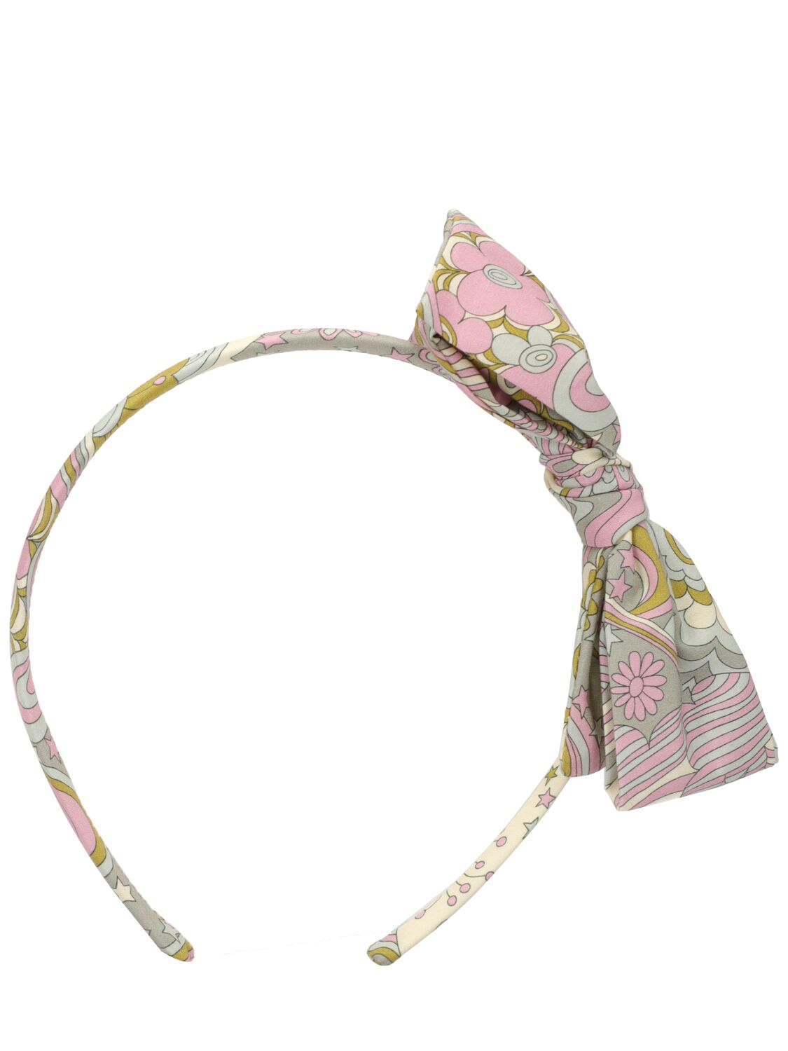 Shop Bonpoint Printed Cotton Headband W/ Bow In Multicolor