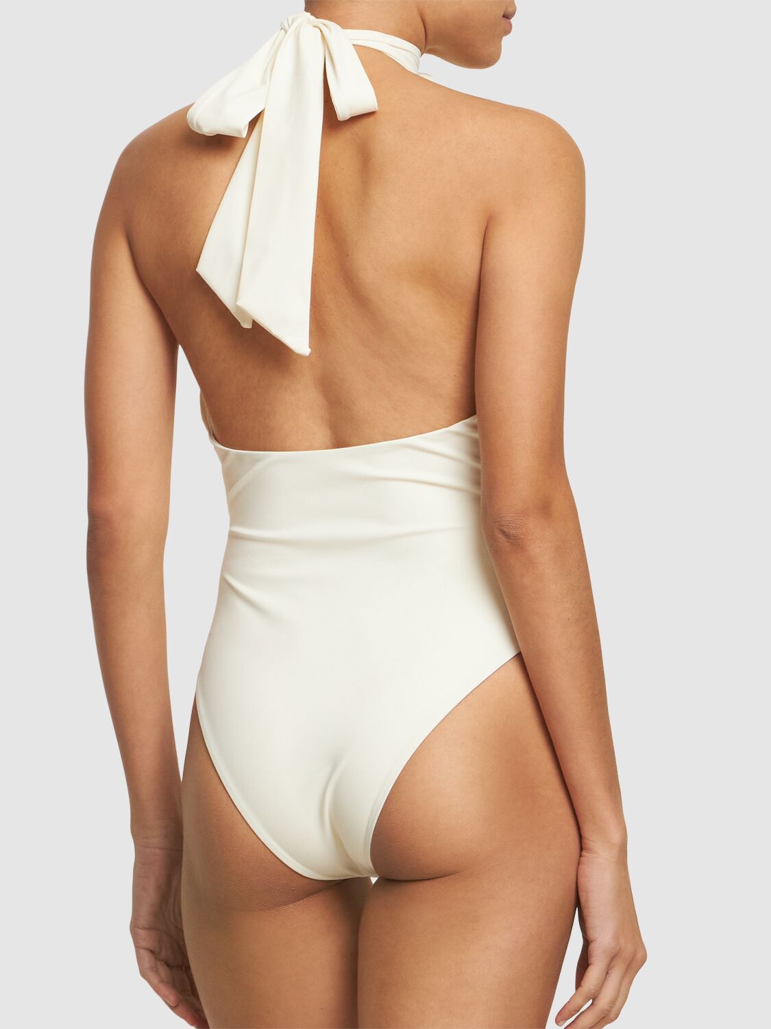Shop Magda Butrym Jersey One Piece Swimsuit In Ivory