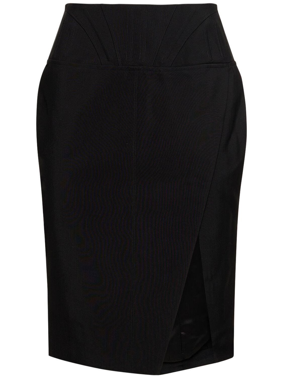 Shop Mugler Heavy Fluid Viscose Midi Skirt In Black