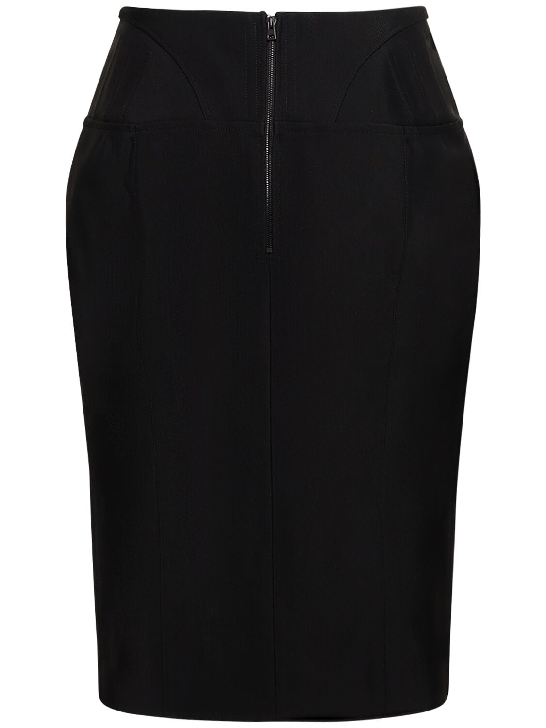 Shop Mugler Heavy Fluid Viscose Midi Skirt In Black