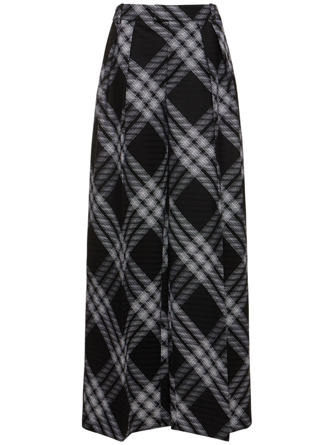 Image of Check Wool Knit Wide Pants