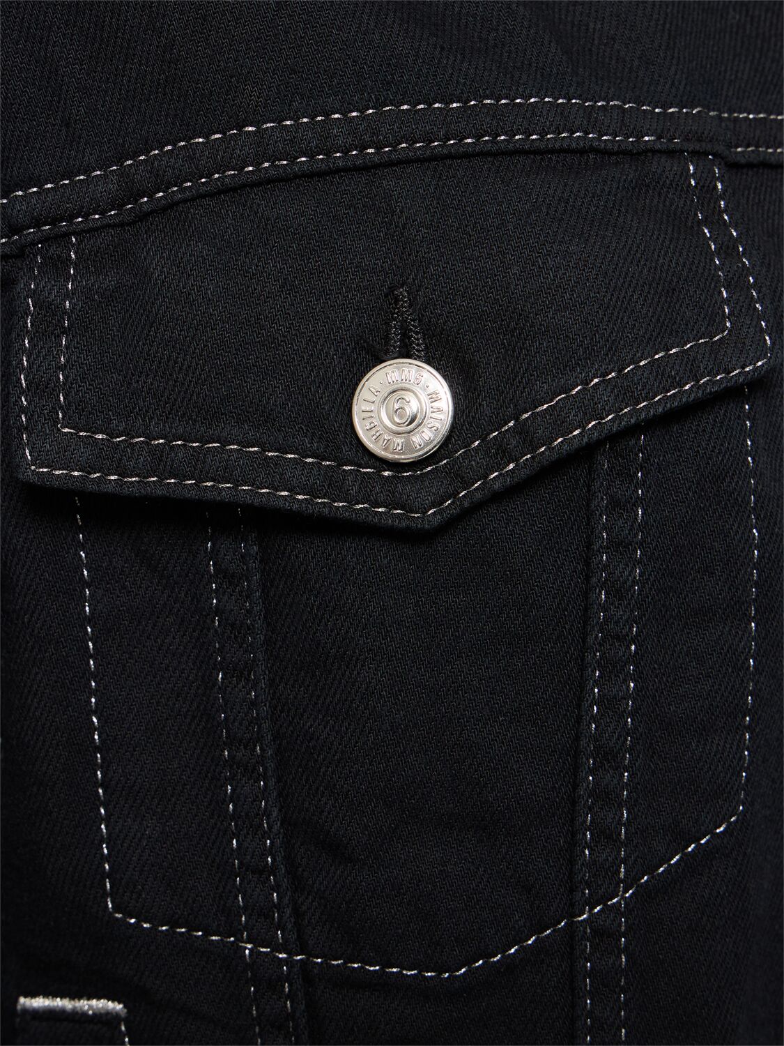 Shop Mm6 Maison Margiela Overdyed Denim Sport Jacket In Black