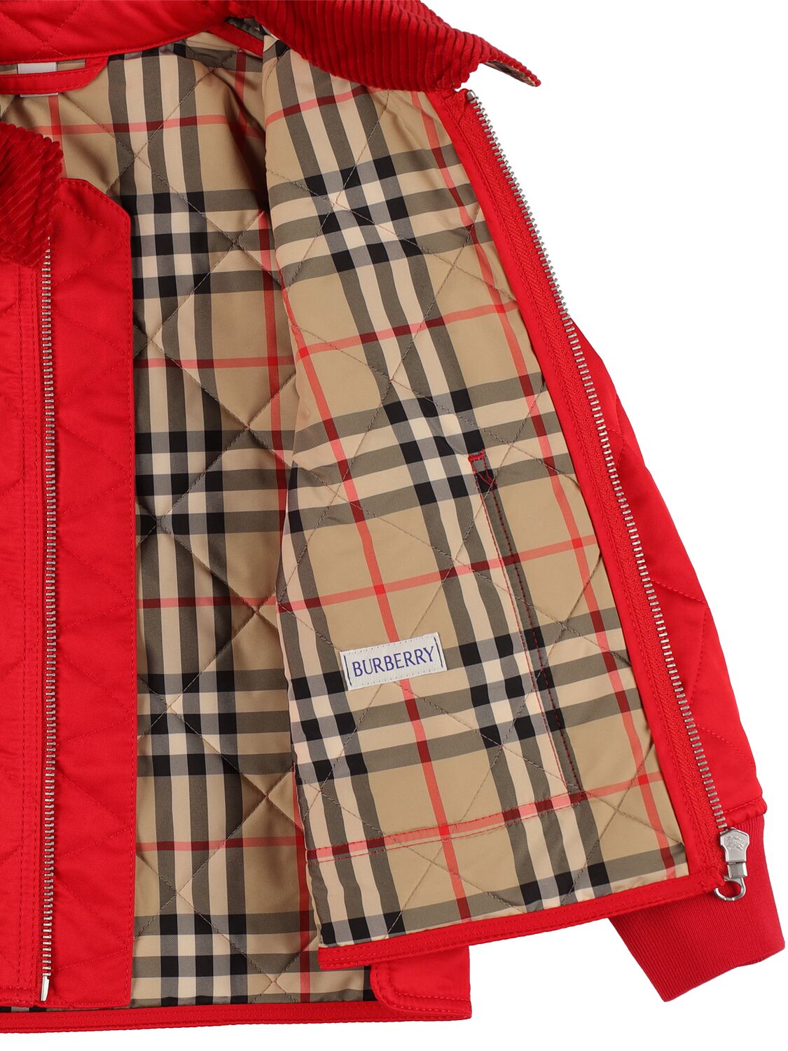 Shop Burberry Jacket W/ Check Lining In Red,beige