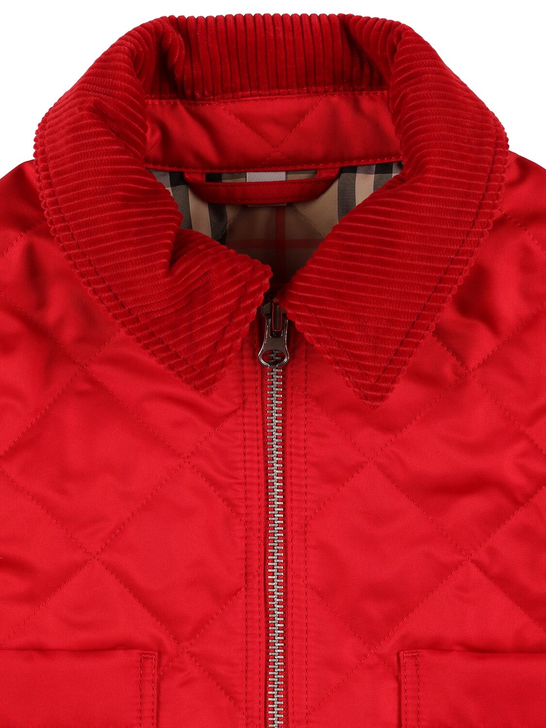 Shop Burberry Jacket W/ Check Lining In Red,beige