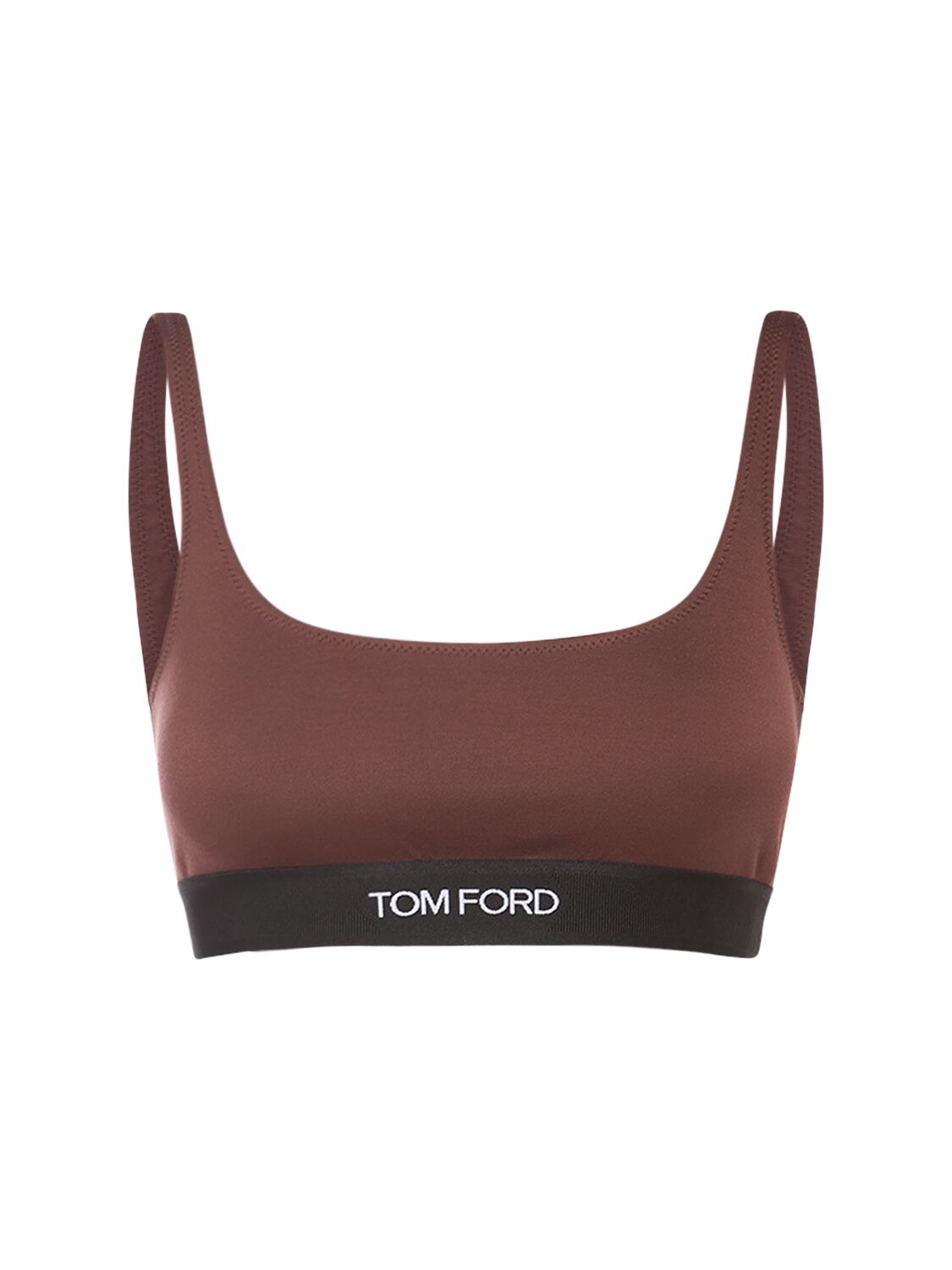 Tom Ford Signature Logo Lycra Bra Top In Burgundy